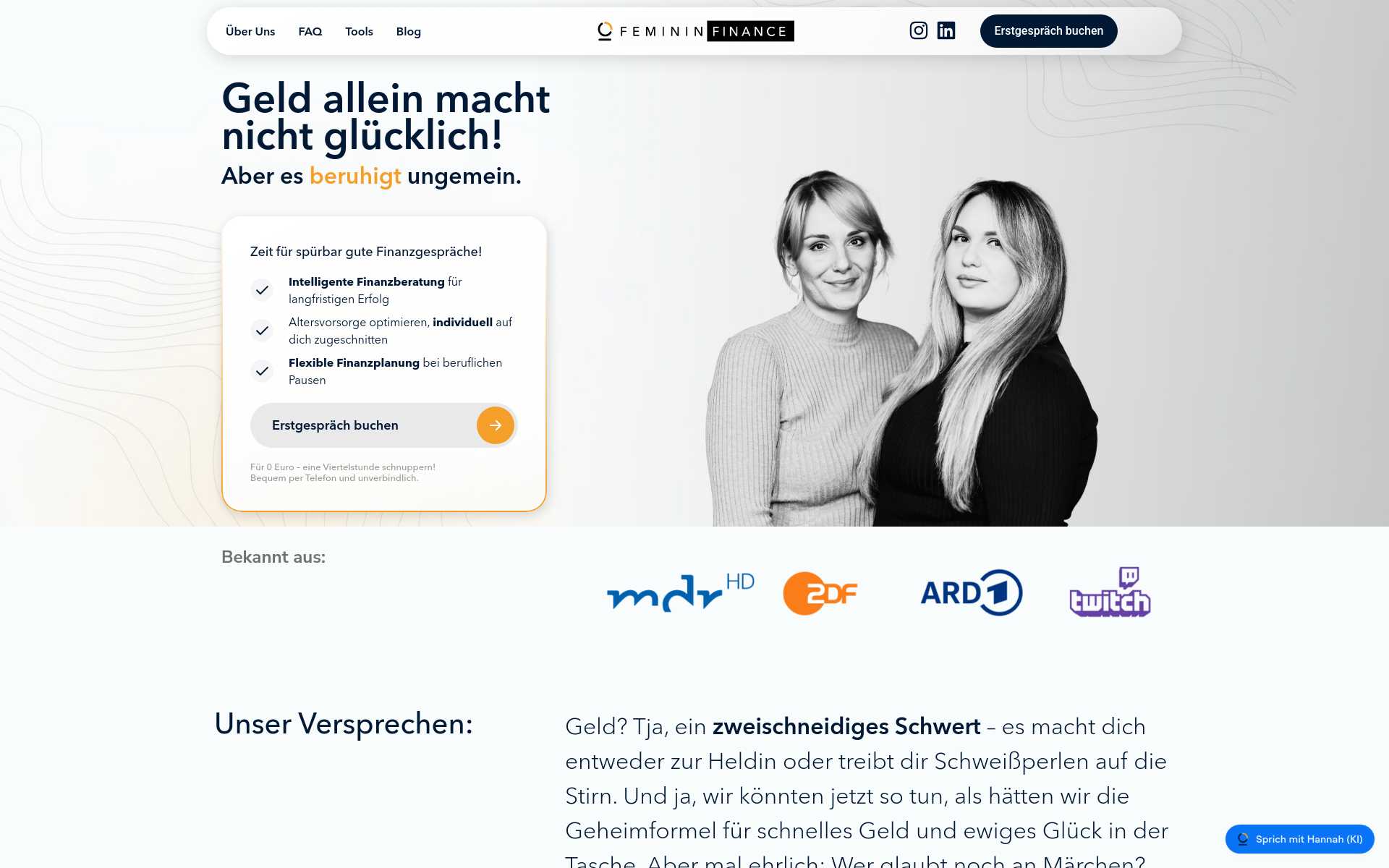 Screenshot der Website