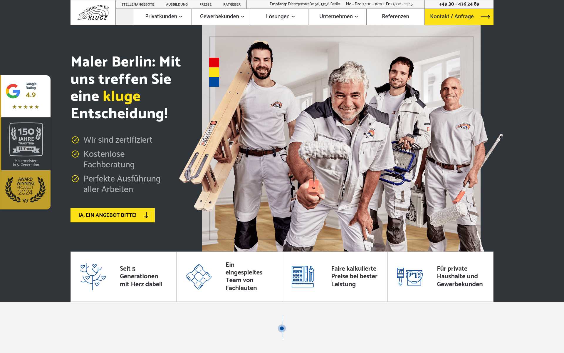 Screenshot der Website