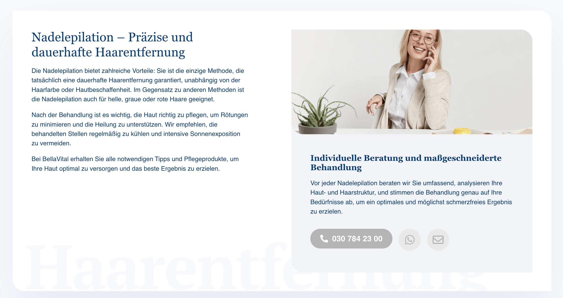 Ausschnitt 2 von 4 der Website von Bella Vital, Berlin