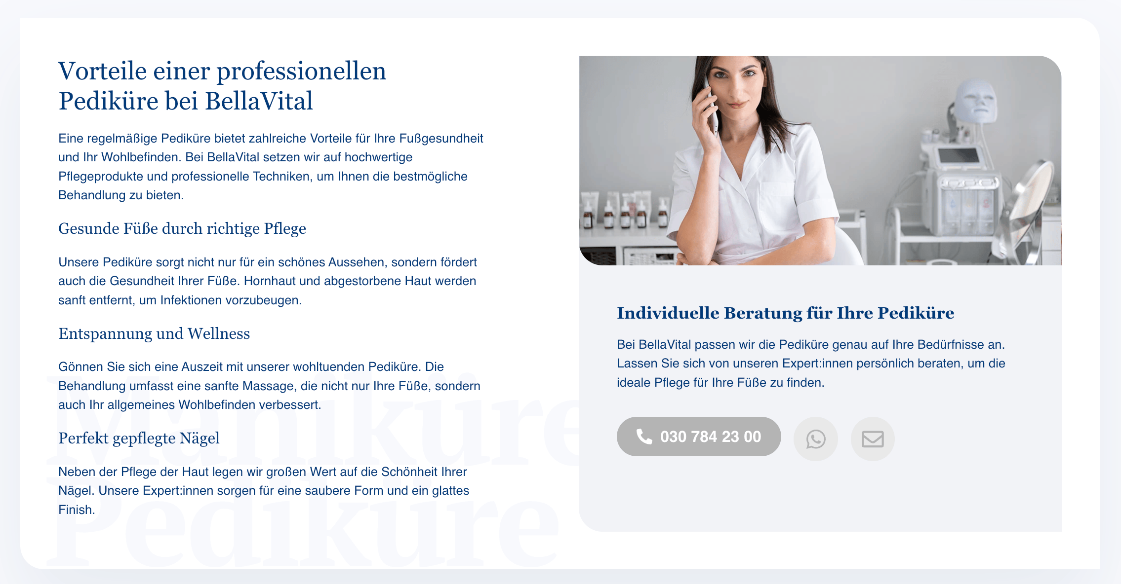 Ausschnitt 3 von 4 der Website von Bella Vital, Berlin