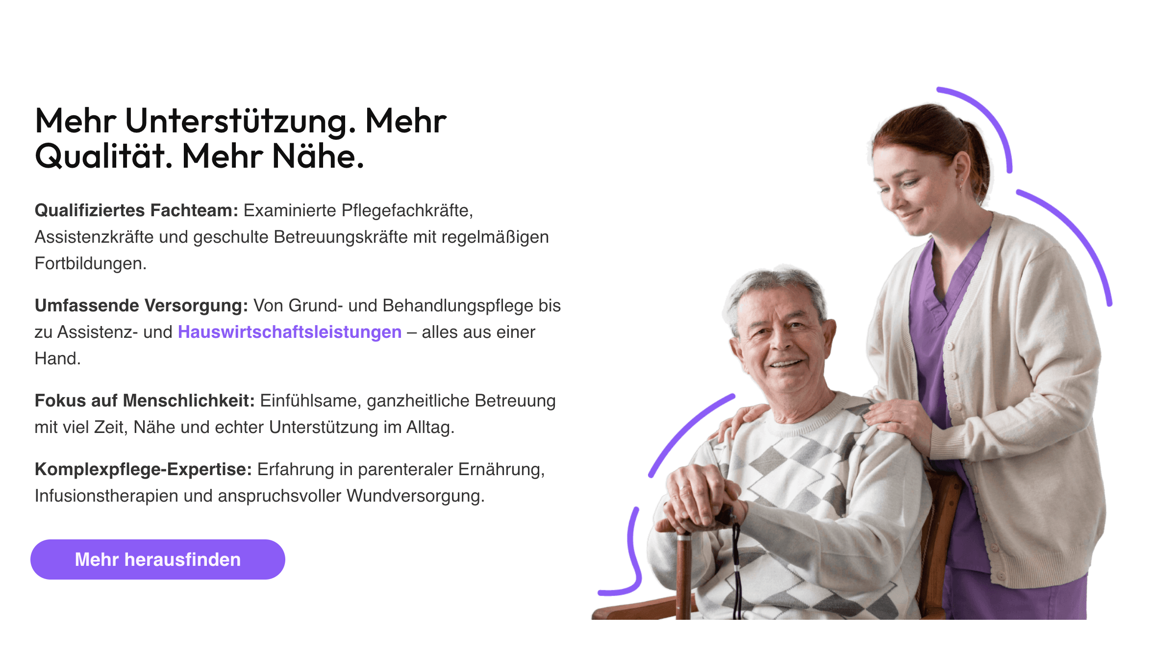 Ausschnitt 1 von 4 der Website von Behome Care UG, Bochum