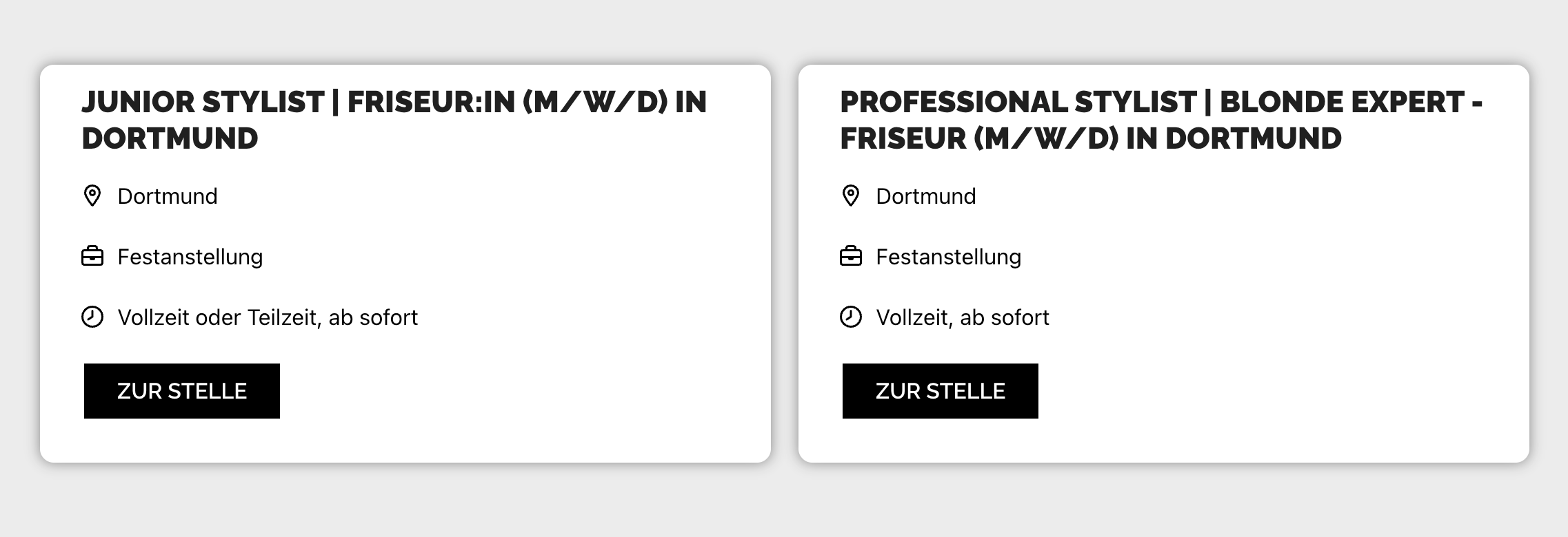 Ausschnitt 3 von 4 der Website von HAIR DORTMUND GMBH, Dortmund