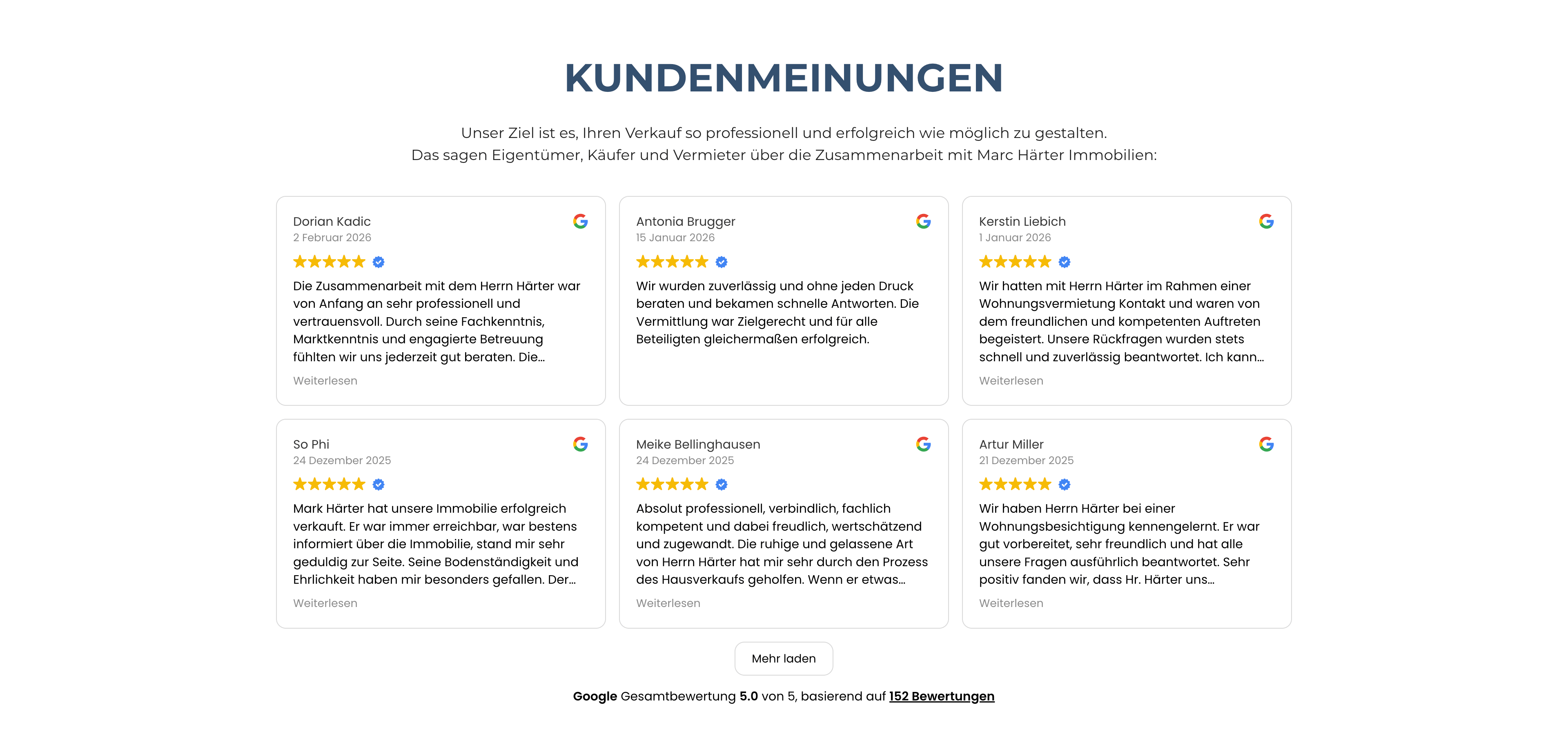 Ausschnitt 4 von 4 der Website von MARC HÄRTER IMMOBILIEN, Frankfurt am Main