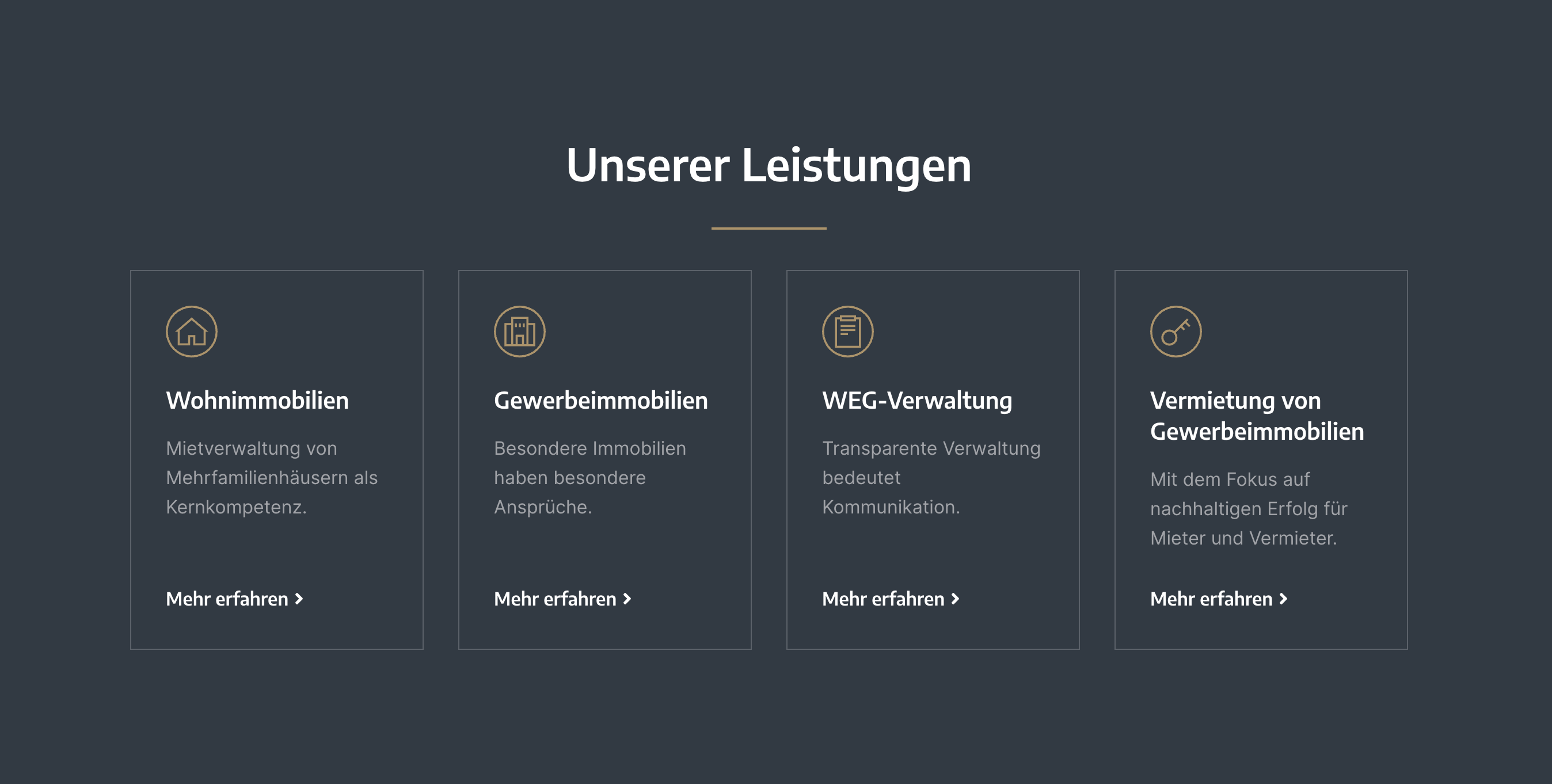 Ausschnitt 2 von 4 der Website von Justen & Geller Immobilienverwaltung GmbH & Co. KG, Köln