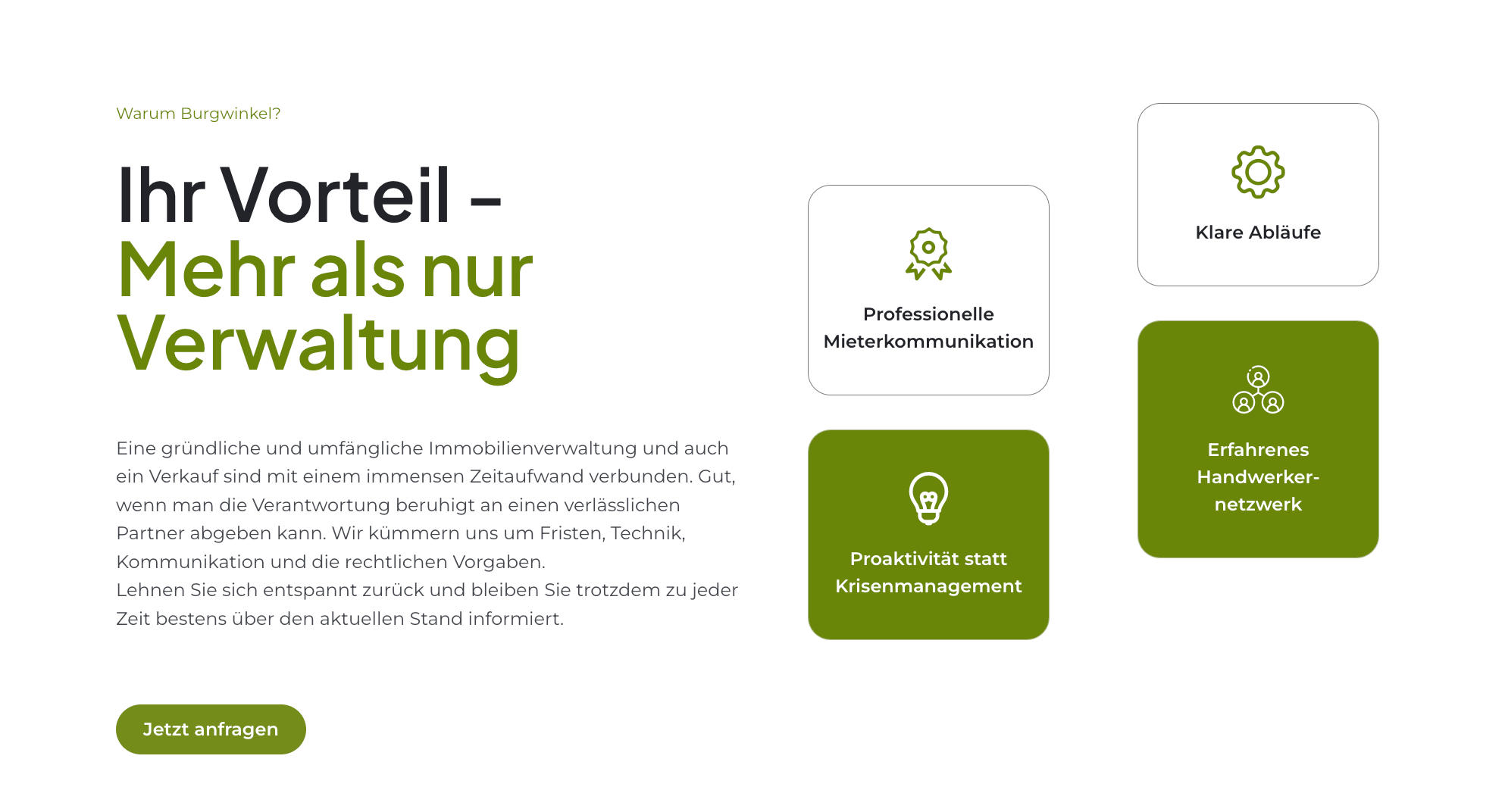 Ausschnitt 3 von 4 der Website von Immobilien- und Hausverwaltung Burgwinkel GmbH, Köln
