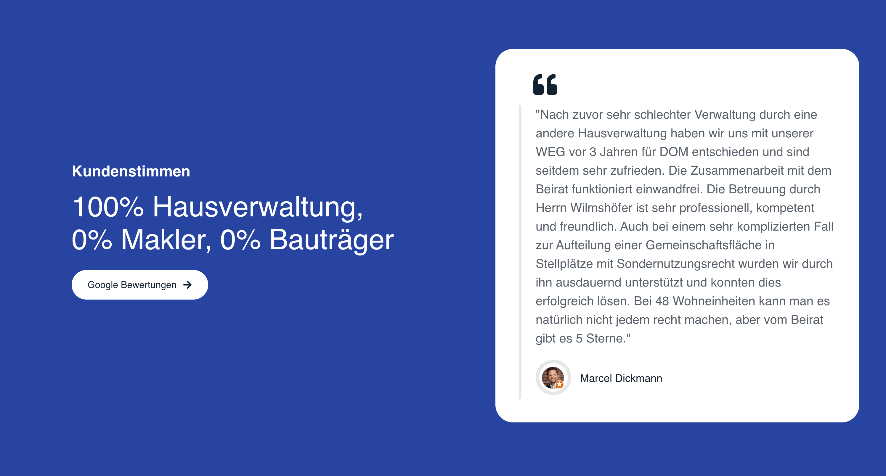 Ausschnitt 1 von 4 der Website von DOM Grundbesitzverwaltung GmbH, Köln