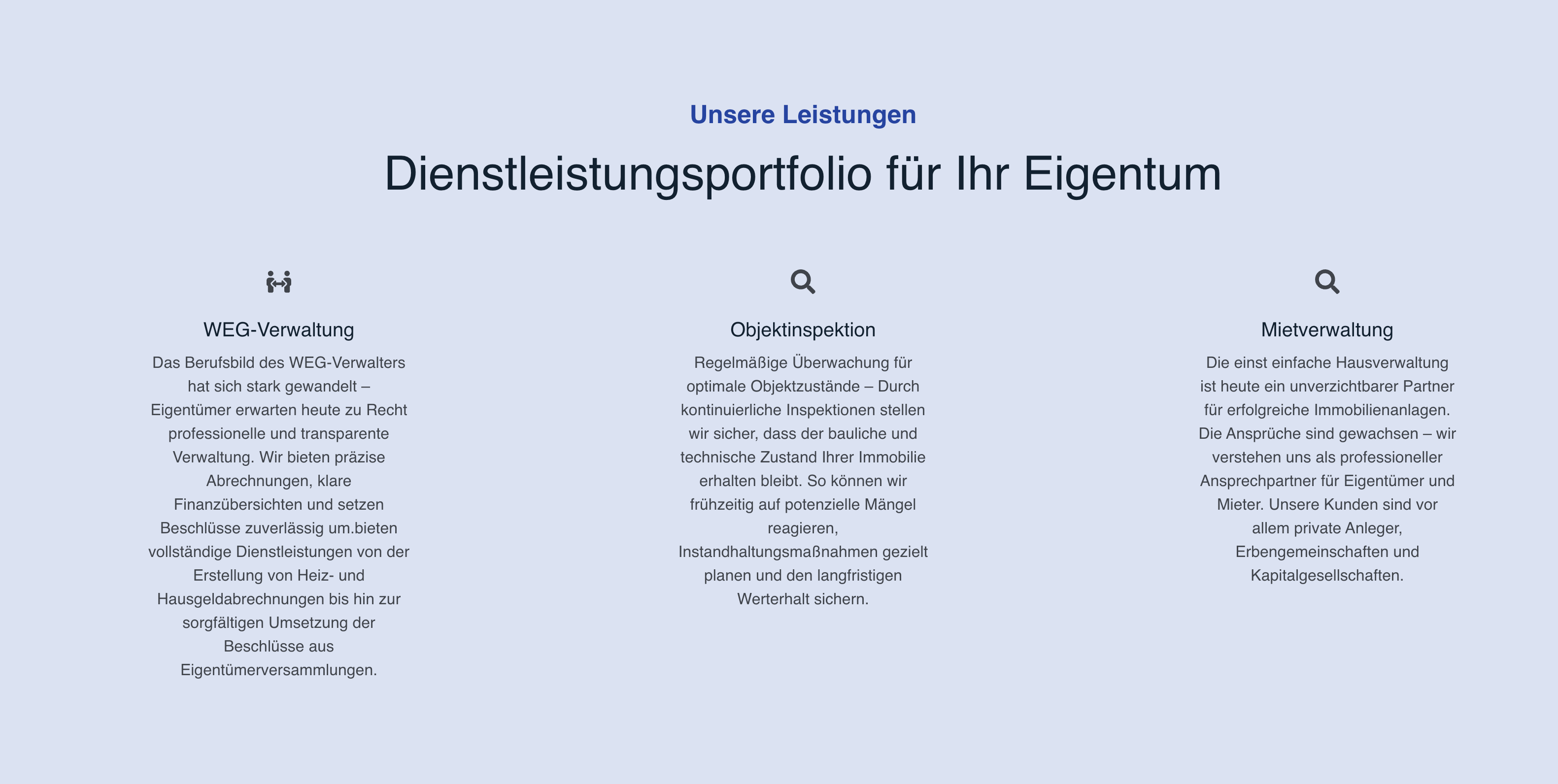 Ausschnitt 2 von 4 der Website von DOM Grundbesitzverwaltung GmbH, Köln
