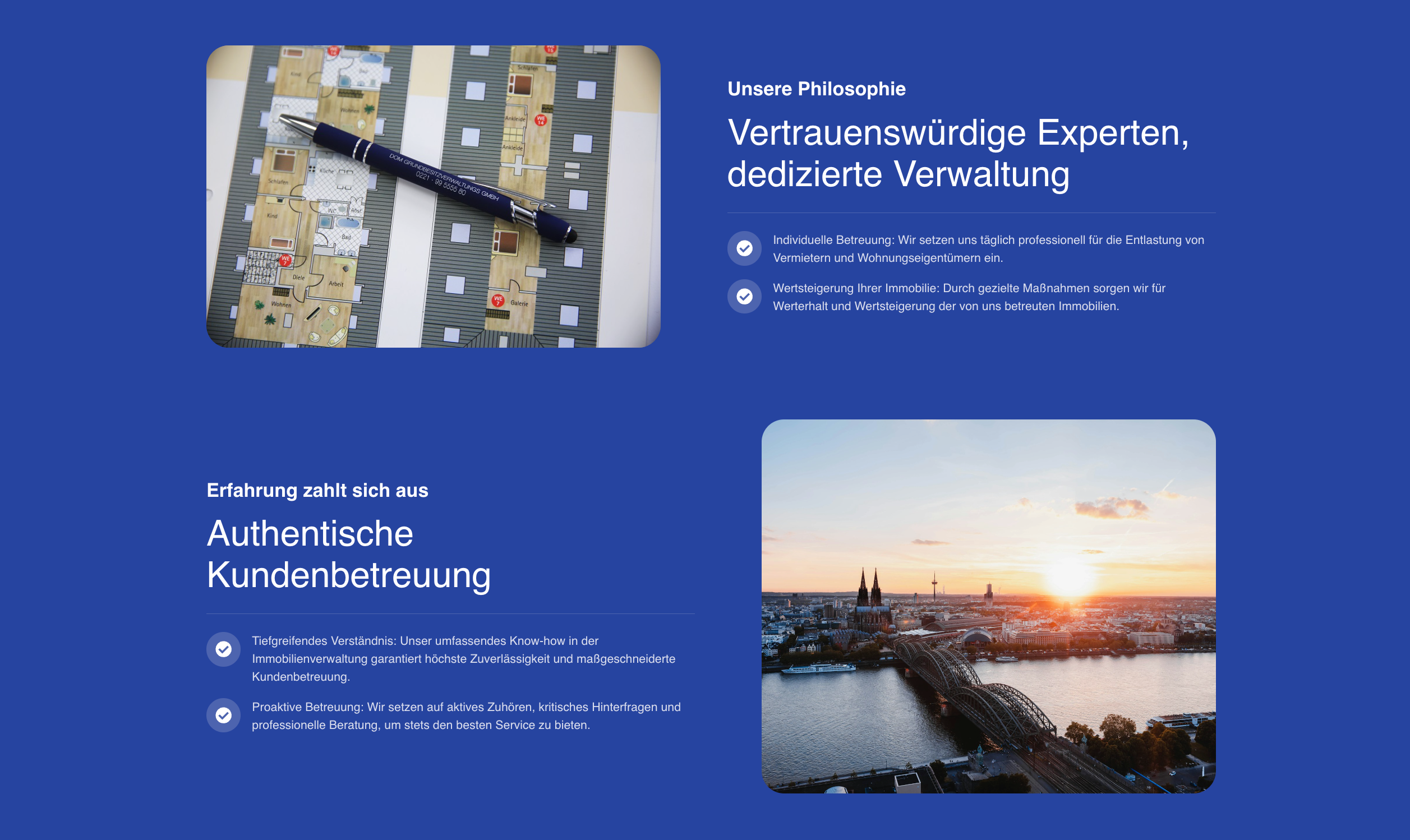 Ausschnitt 4 von 4 der Website von DOM Grundbesitzverwaltung GmbH, Köln