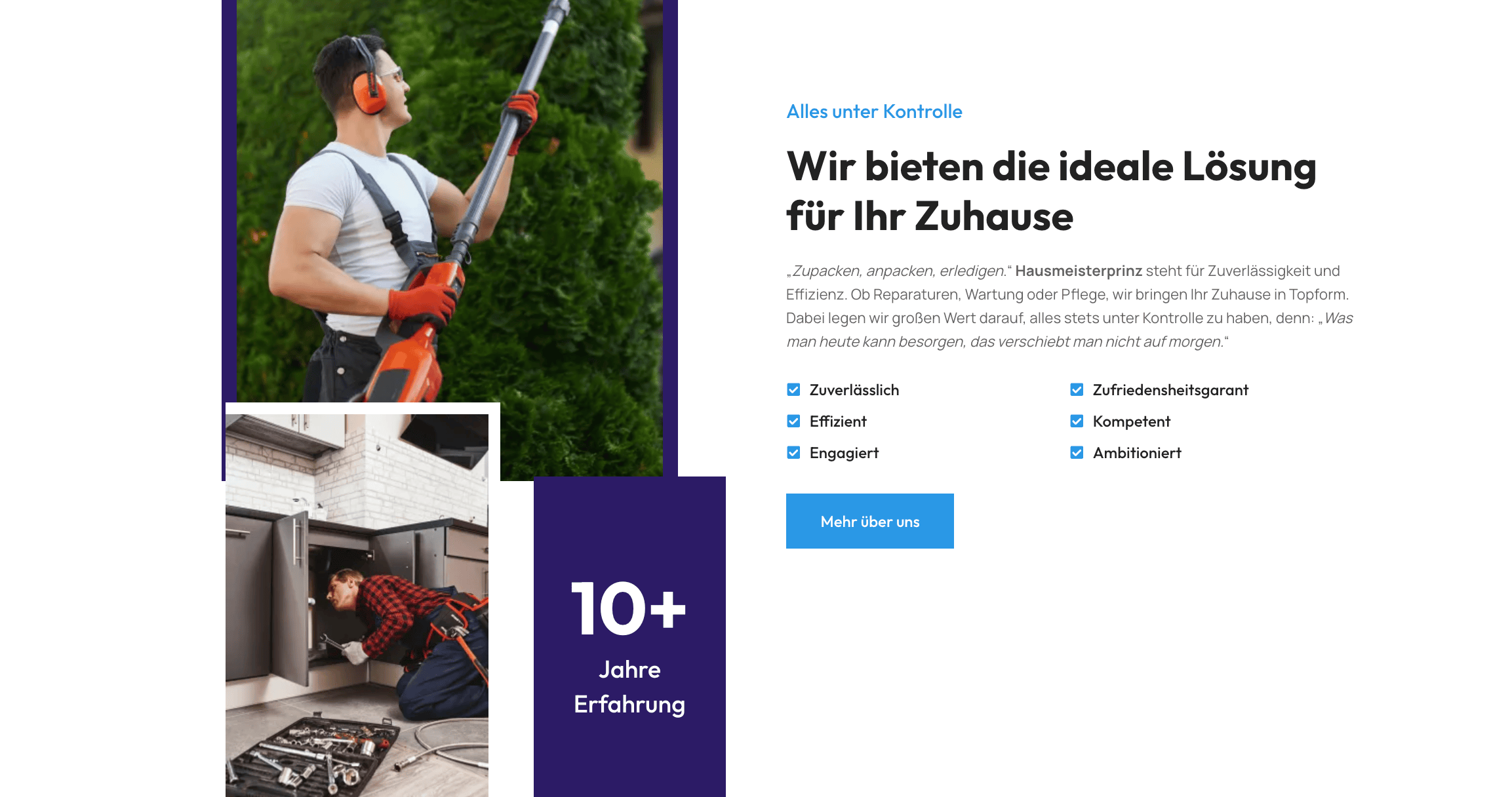 Ausschnitt 1 von 4 der Website von Hausmeisterprinz, Offenbach am Main