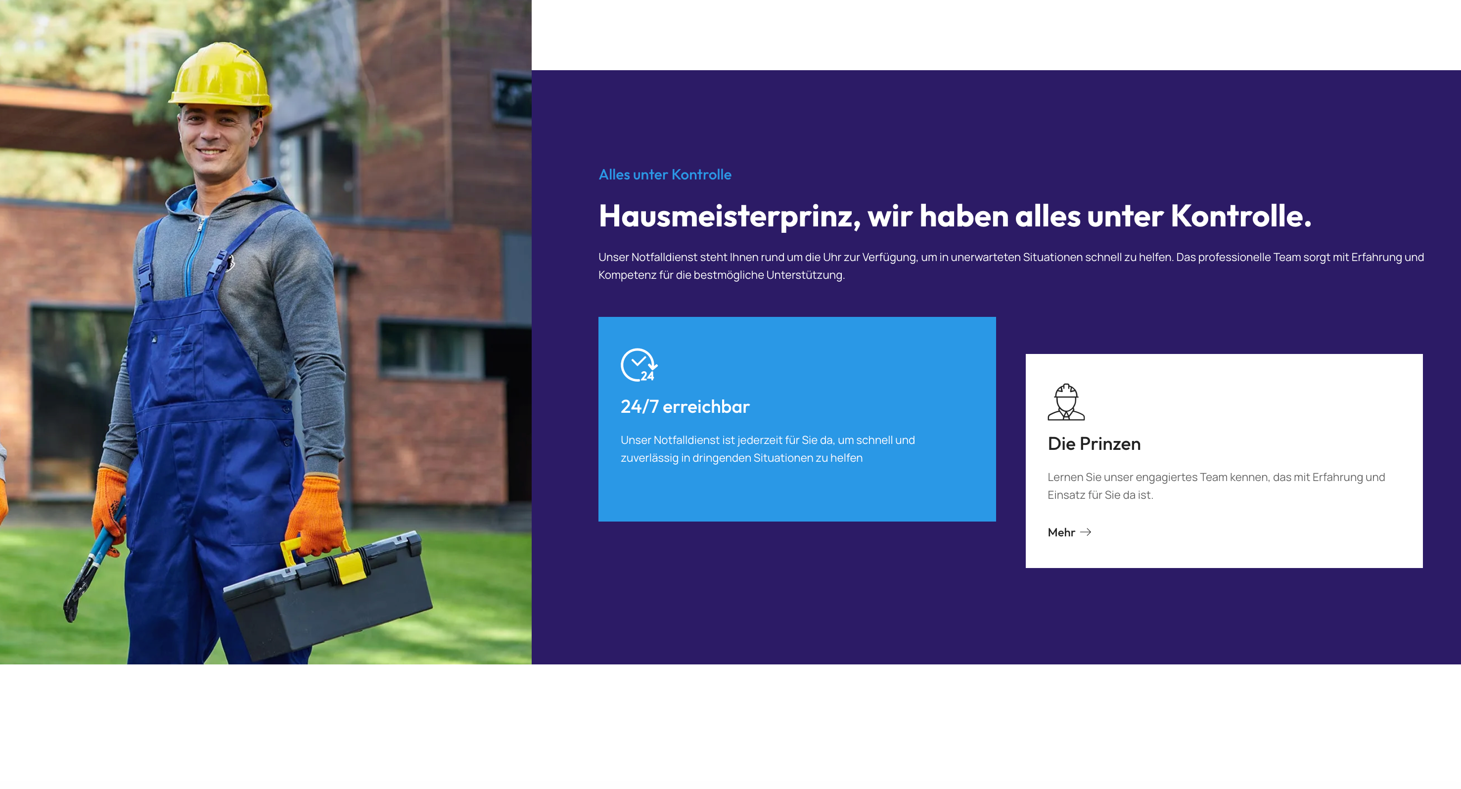 Ausschnitt 3 von 4 der Website von Hausmeisterprinz, Offenbach am Main