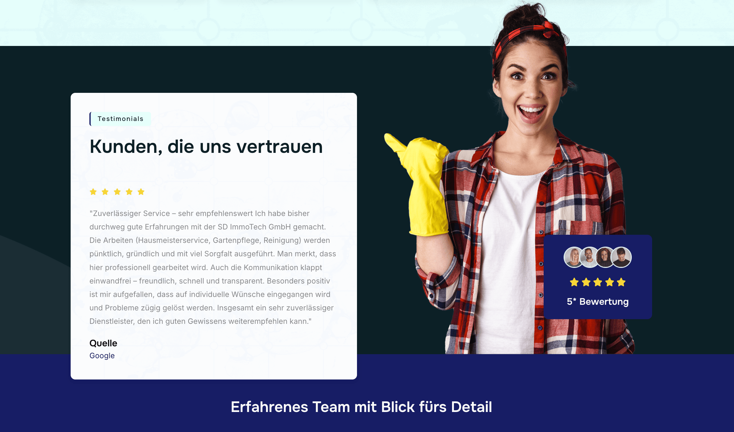 Ausschnitt 2 von 4 der Website von SD ImmoTech GmbH, Frankfurt am Main