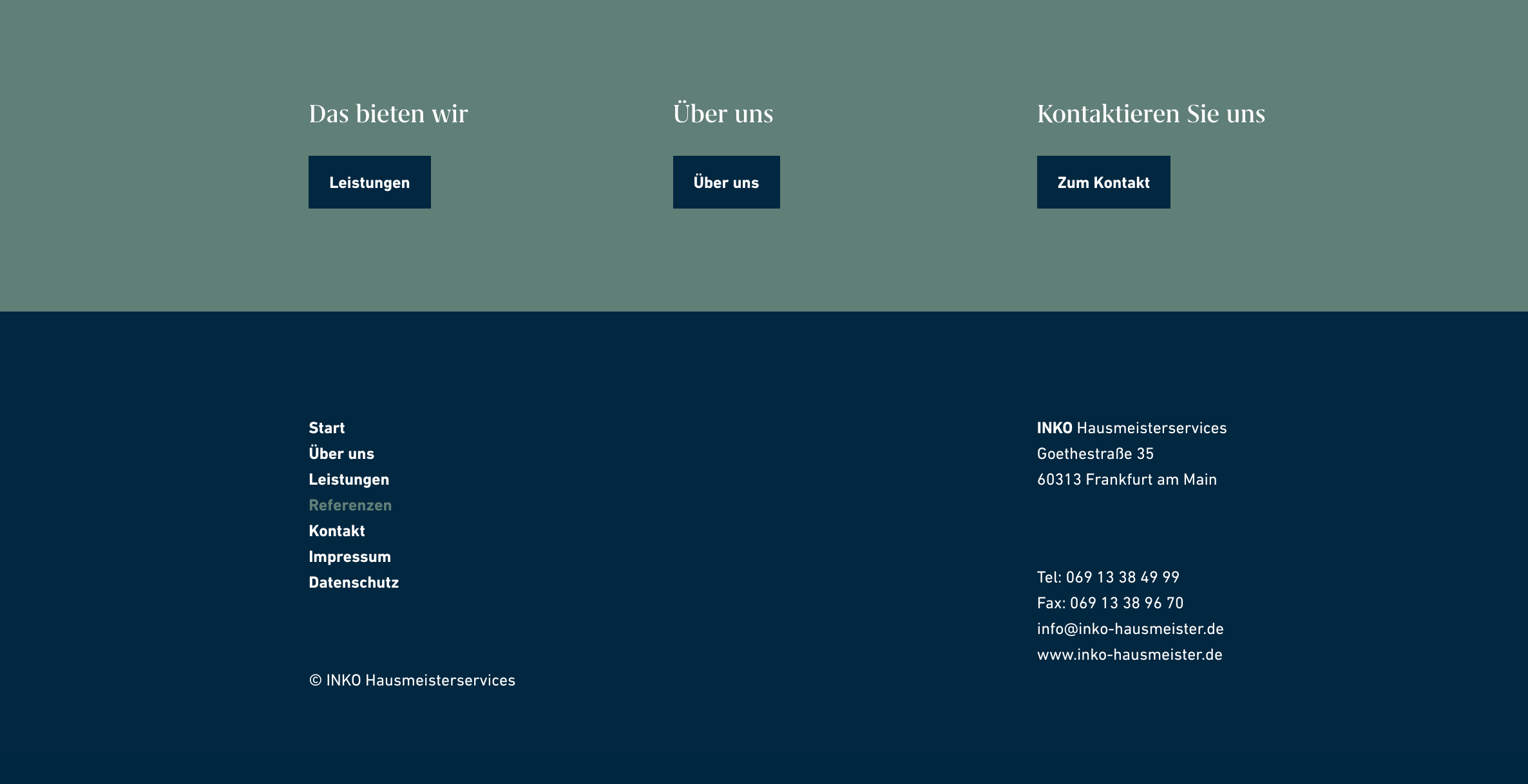 Ausschnitt 3 von 4 der Website von INKO Hausmeisterservices, Frankfurt am Main