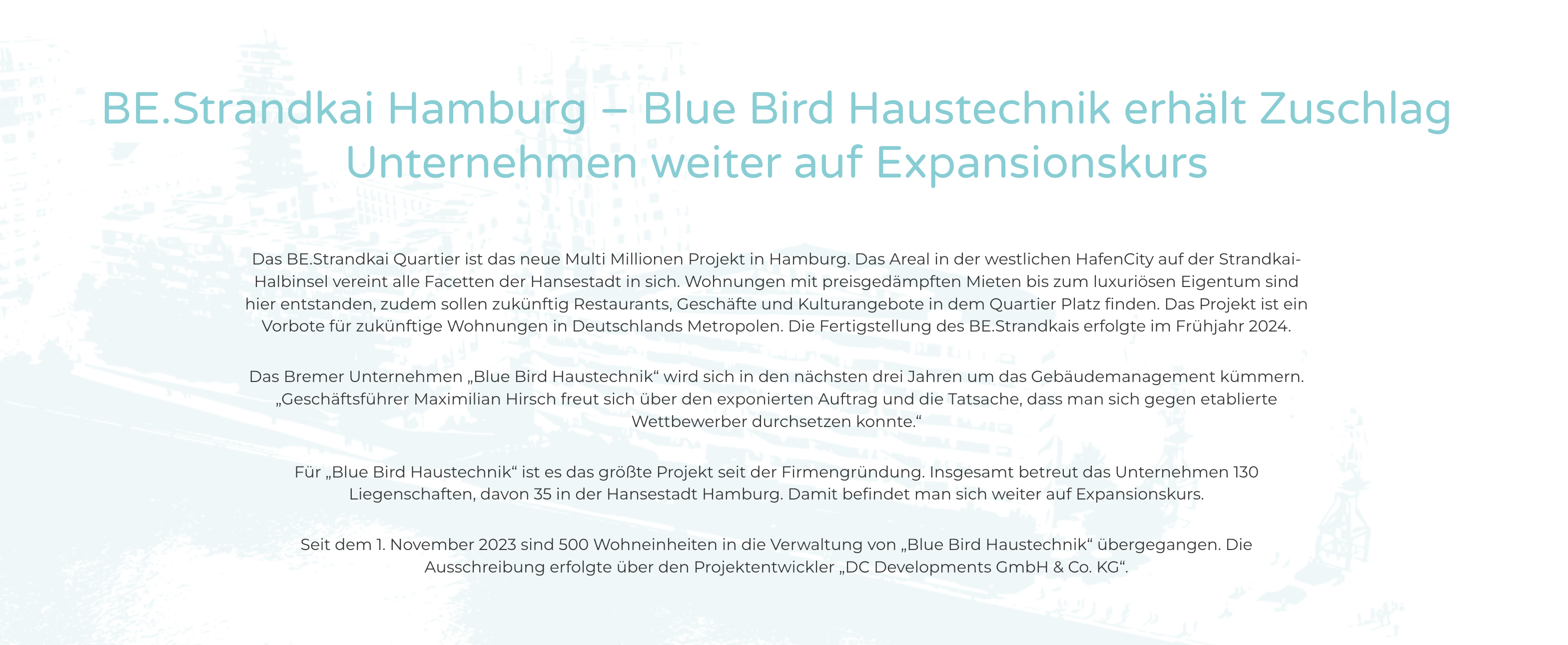 Ausschnitt 2 von 4 der Website von Blue Bird Facility GmbH, Bremen
