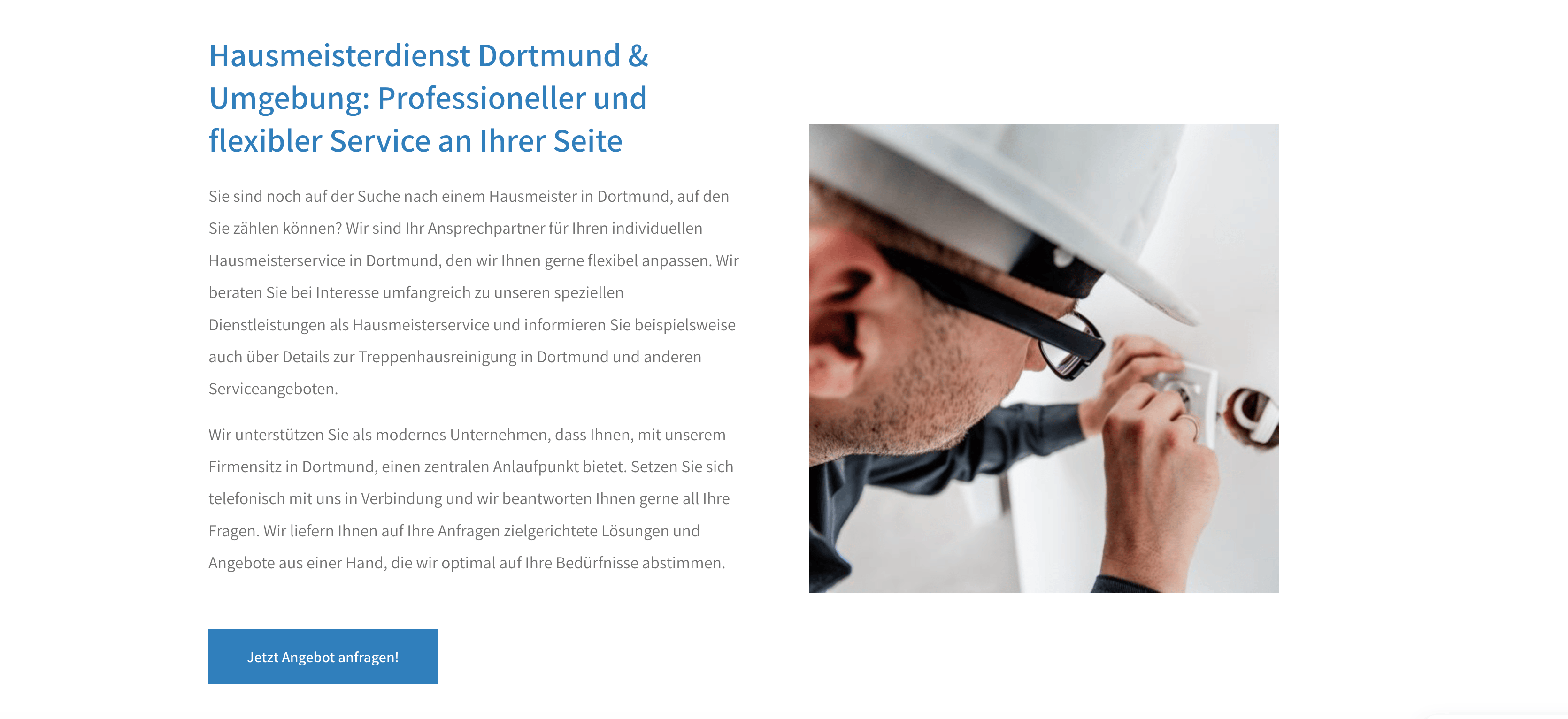 Ausschnitt 4 von 4 der Website von Malige Dienstleistungen, Dortmund