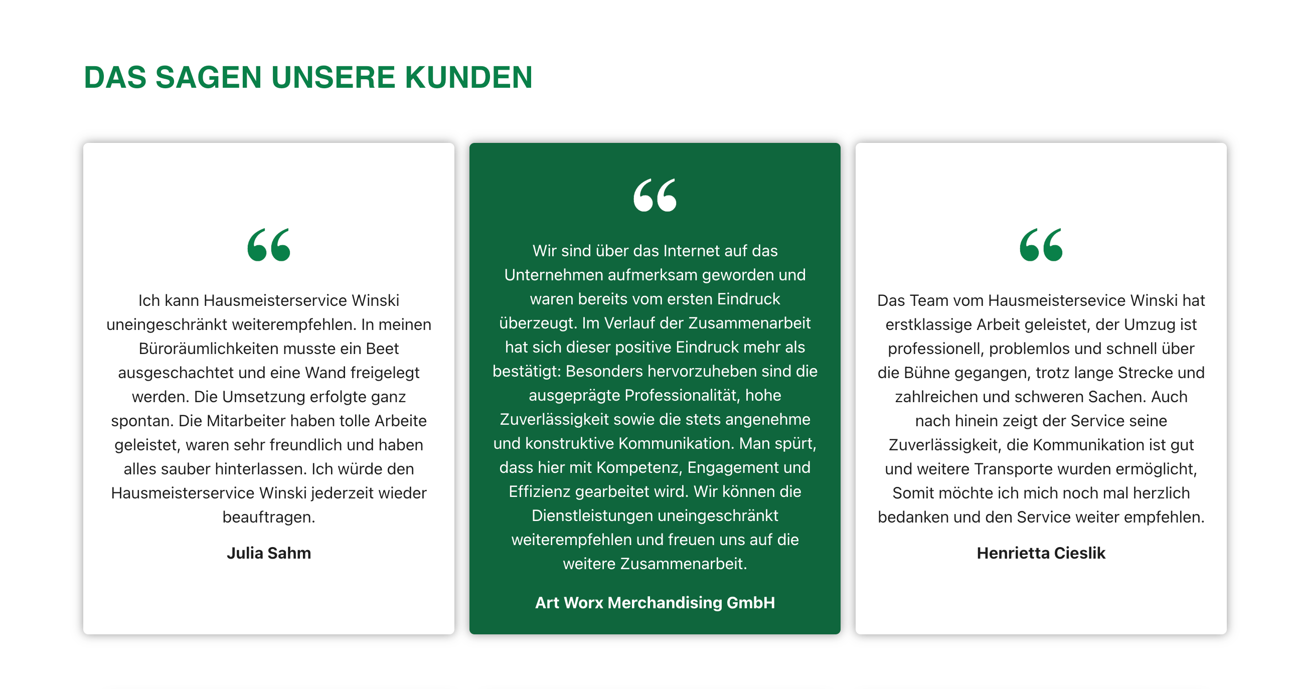 Ausschnitt 1 von 5 der Website von Hausmeisterservice Winski GmbH i.G., Dortmund