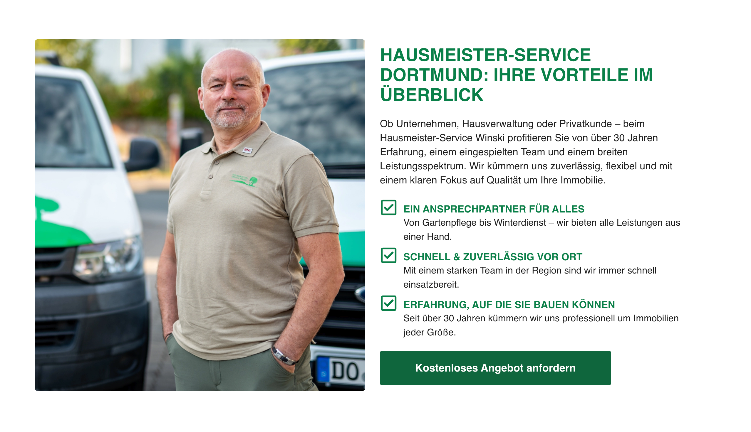 Ausschnitt 2 von 5 der Website von Hausmeisterservice Winski GmbH i.G., Dortmund