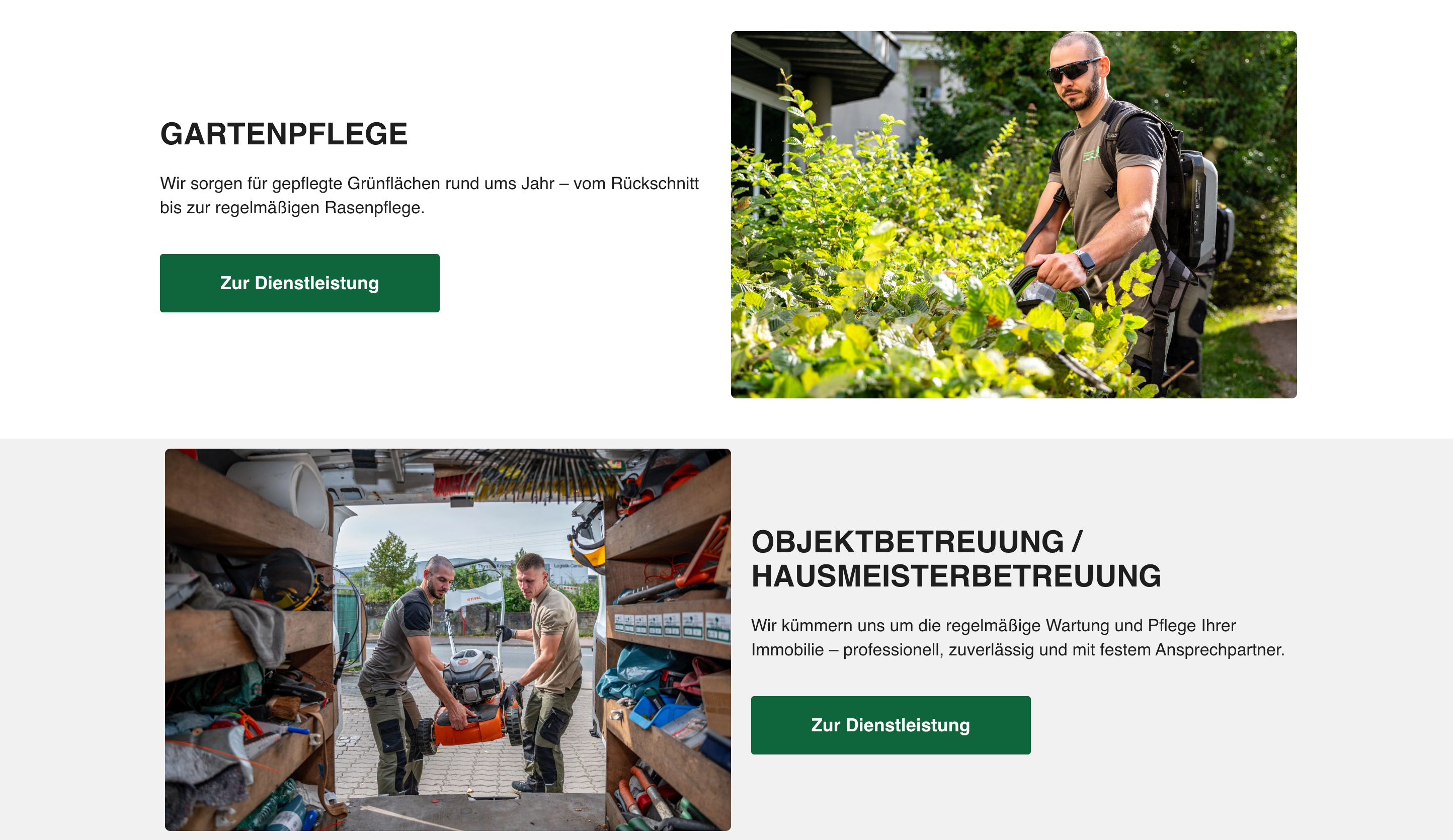 Ausschnitt 4 von 5 der Website von Hausmeisterservice Winski GmbH i.G., Dortmund