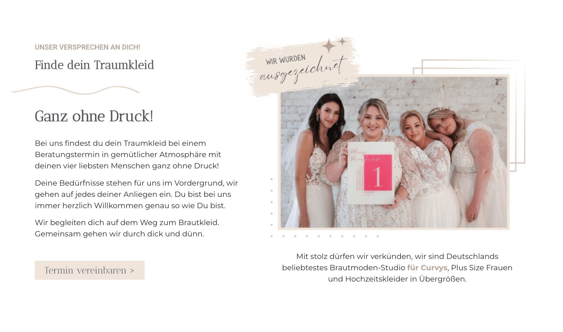 Ausschnitt 4 von 4 der Website von Durch dick&dünn Brautmoden, Landkreis Teltow-Fläming