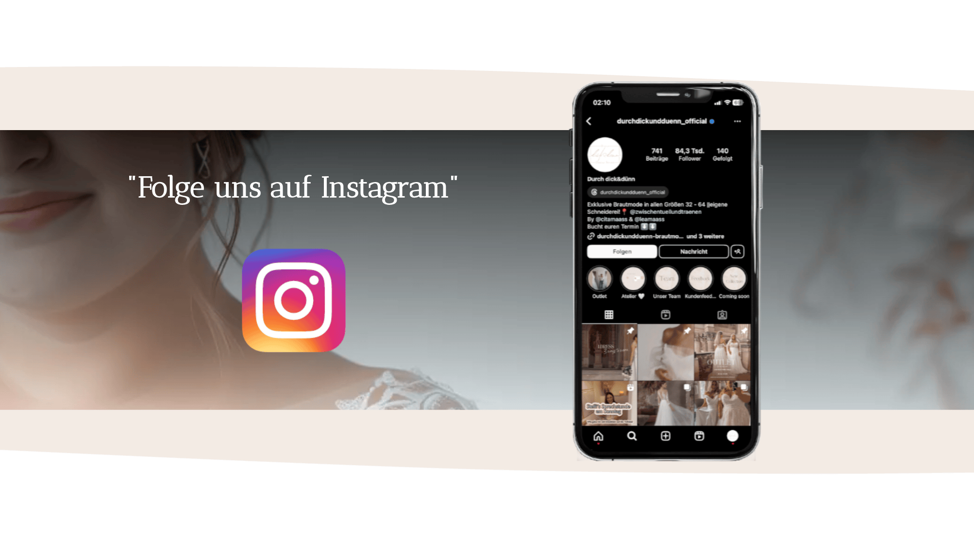 Ausschnitt 2 von 4 der Website von Durch dick&dünn Brautmoden, Landkreis Teltow-Fläming