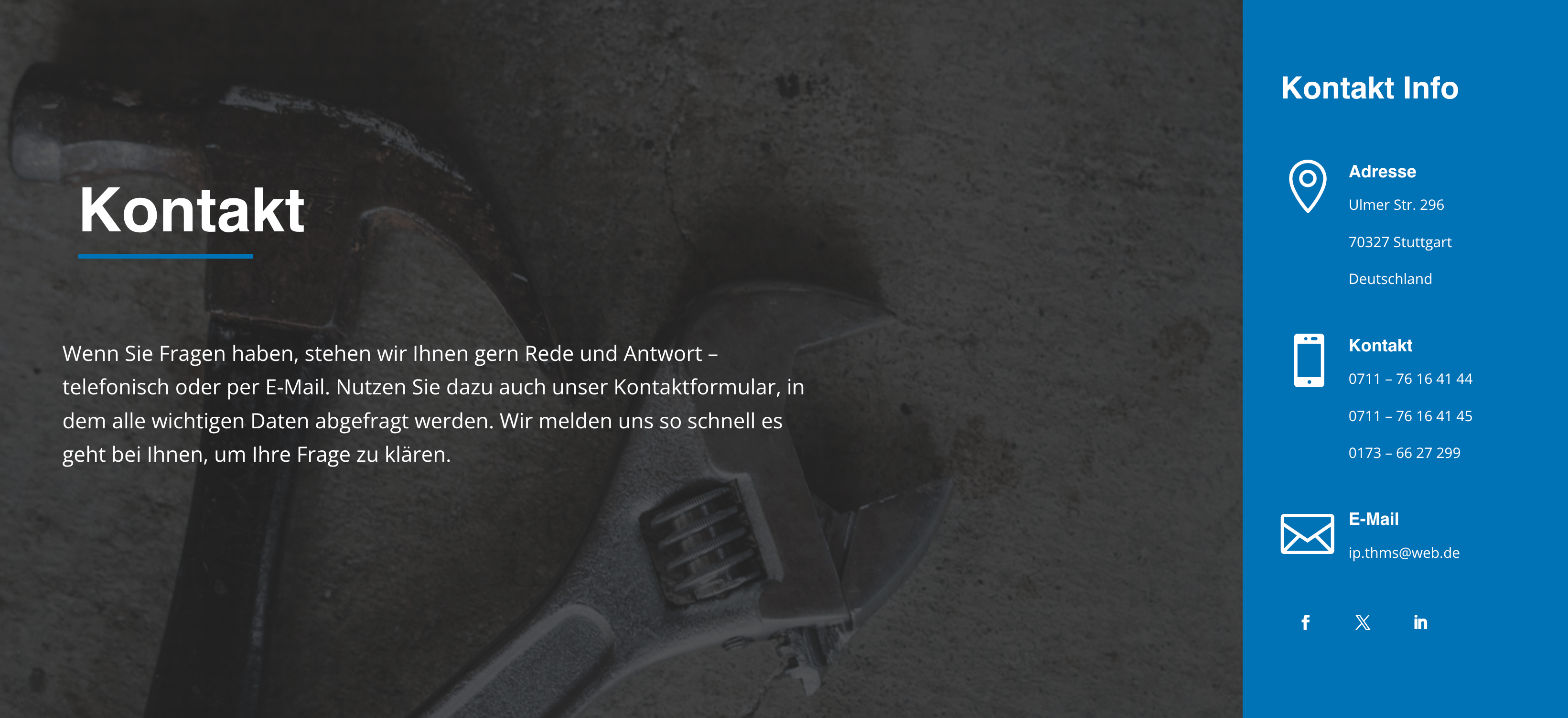 Ausschnitt 4 von 4 der Website von IP Trockenbau & Hausmeisterservice, Stuttgart