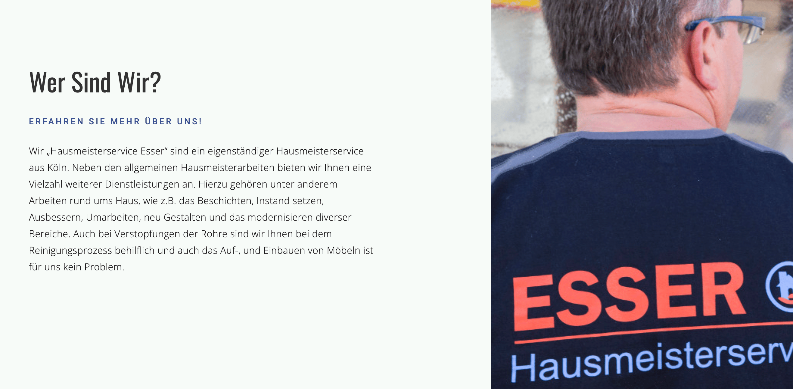 Ausschnitt 2 von 4 der Website von Hausmeisterservice-Esser, Köln