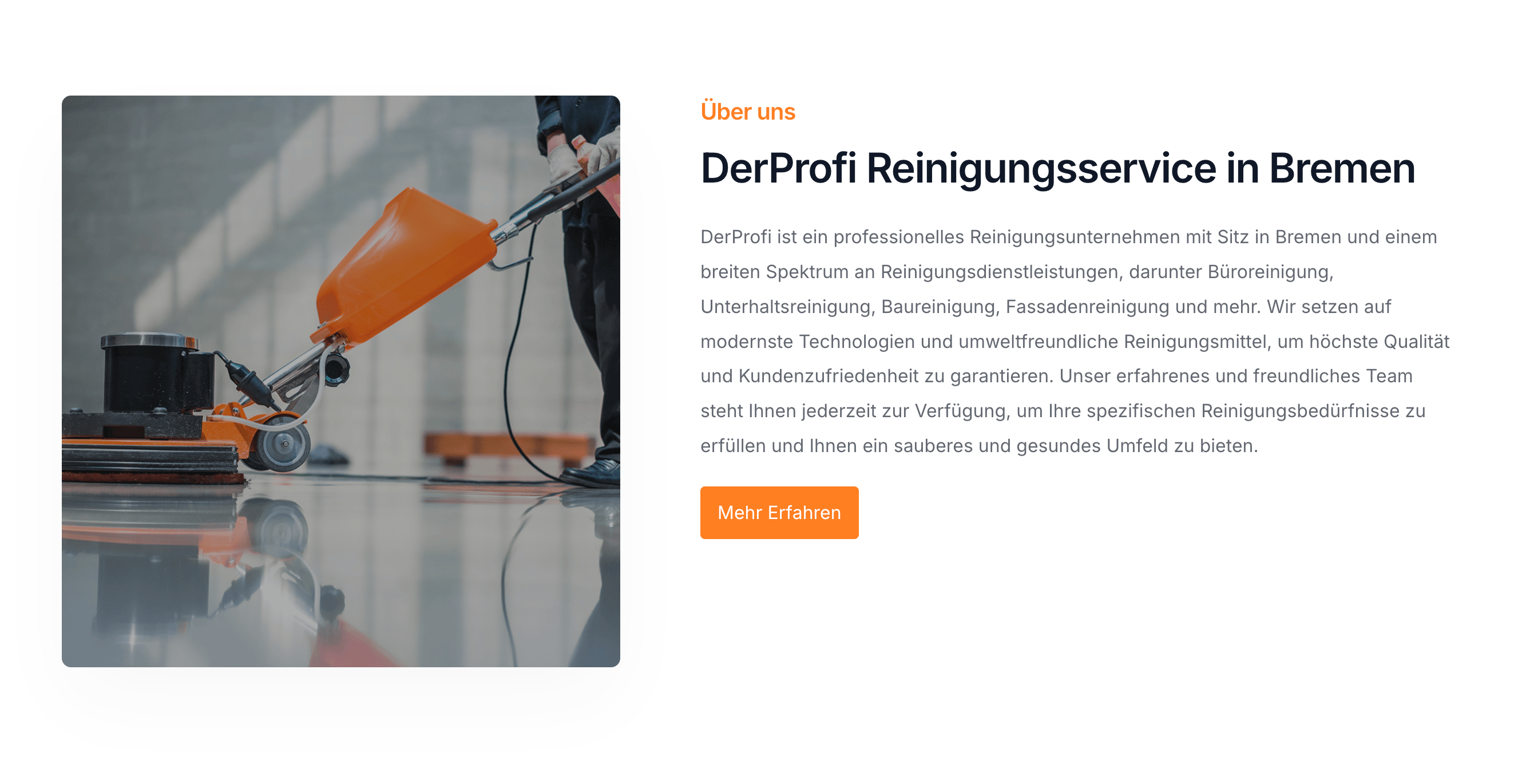 Ausschnitt 2 von 4 der Website von DerProfi Reinigungsservice GmbH, Bremen