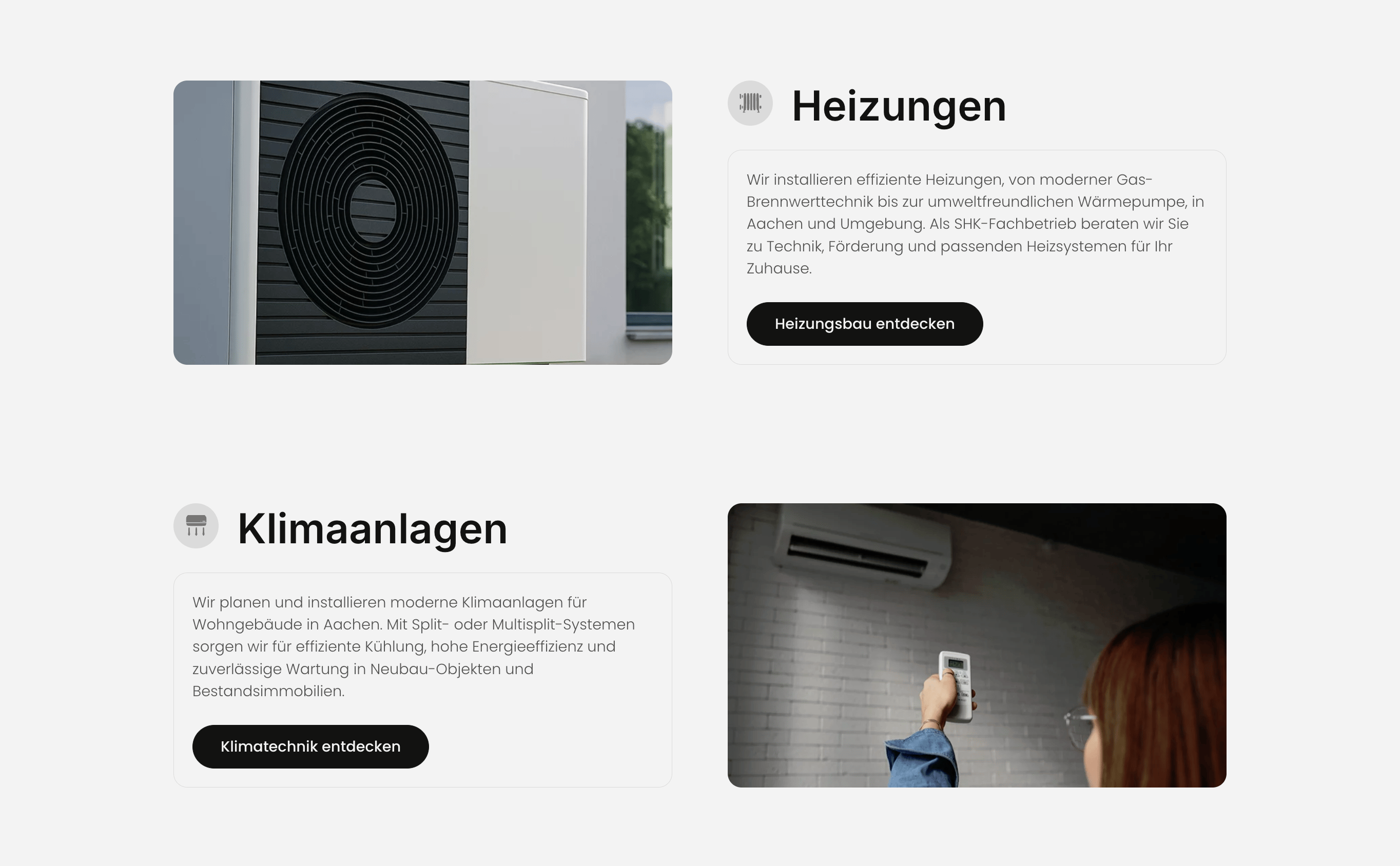 Ausschnitt 4 von 4 der Website von HEIL SHK, Aachen