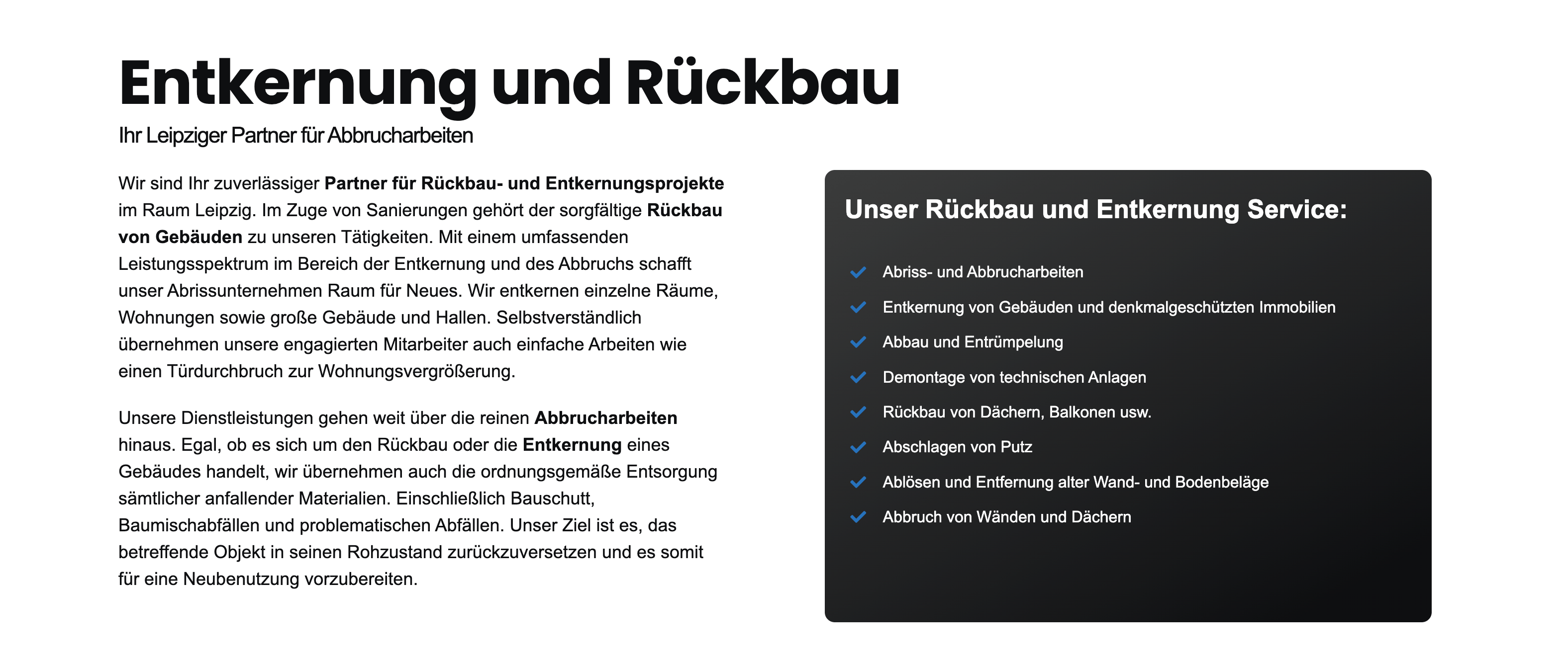 Ausschnitt 4 von 4 der Website von BHS Bau- und Hausmeisterservice Tiede GmbH, Leipzig