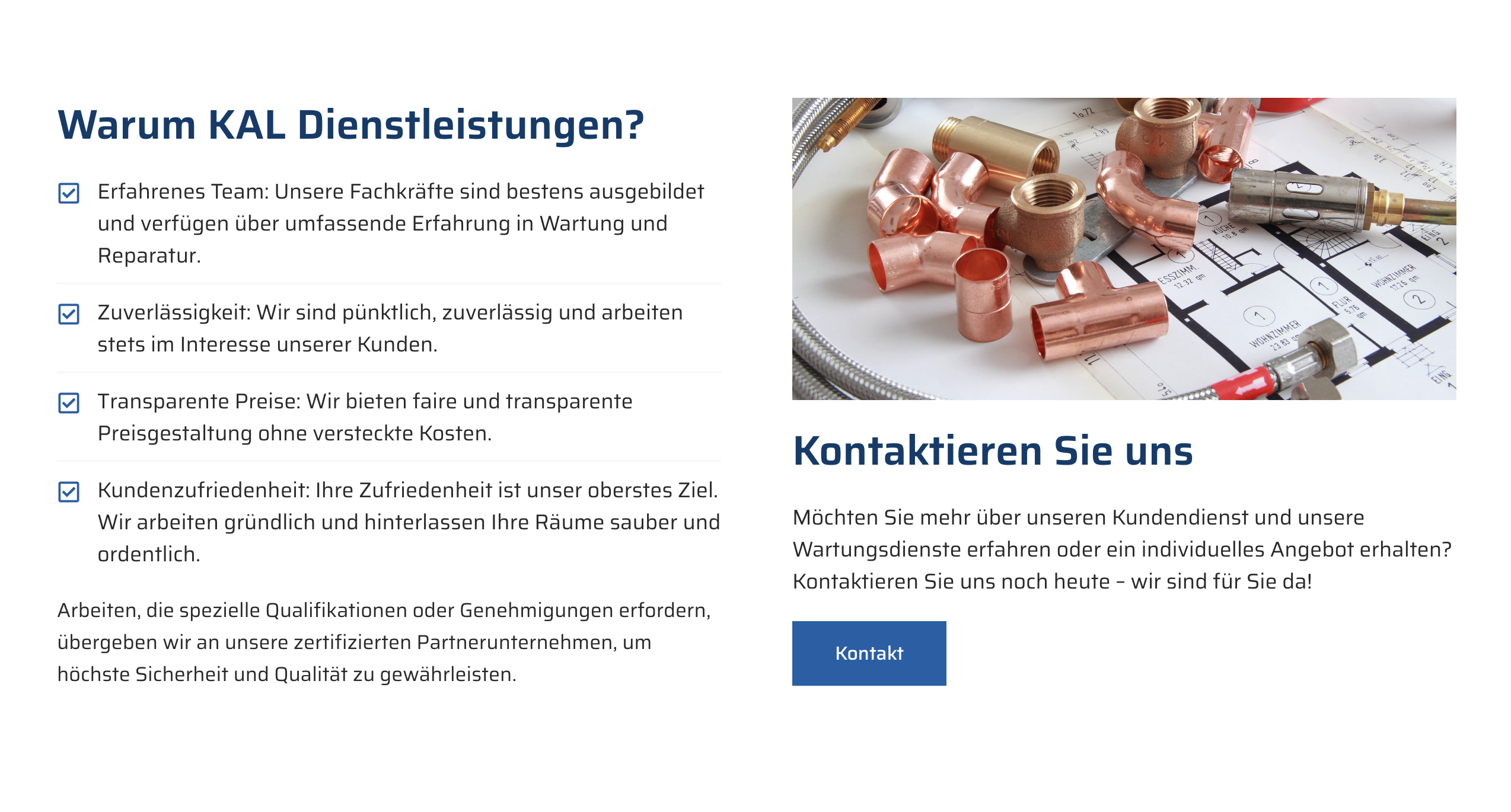 Ausschnitt 3 von 4 der Website von KAI Dienstleistungen, Offenbach am Main