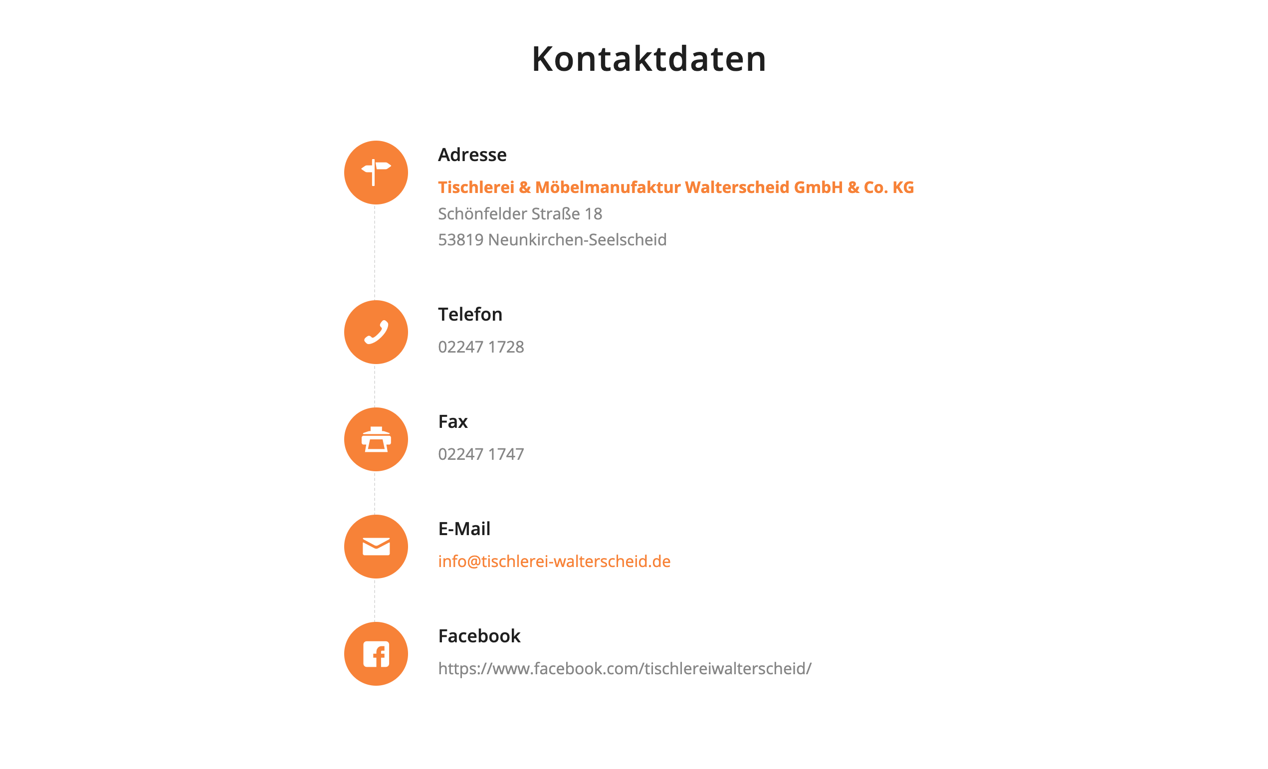 Ausschnitt 1 von 2 der Website von Tischlerei & Möbelmanufaktur Walterscheid GmbH & Co. KG, Rhein-Sieg-Kreis