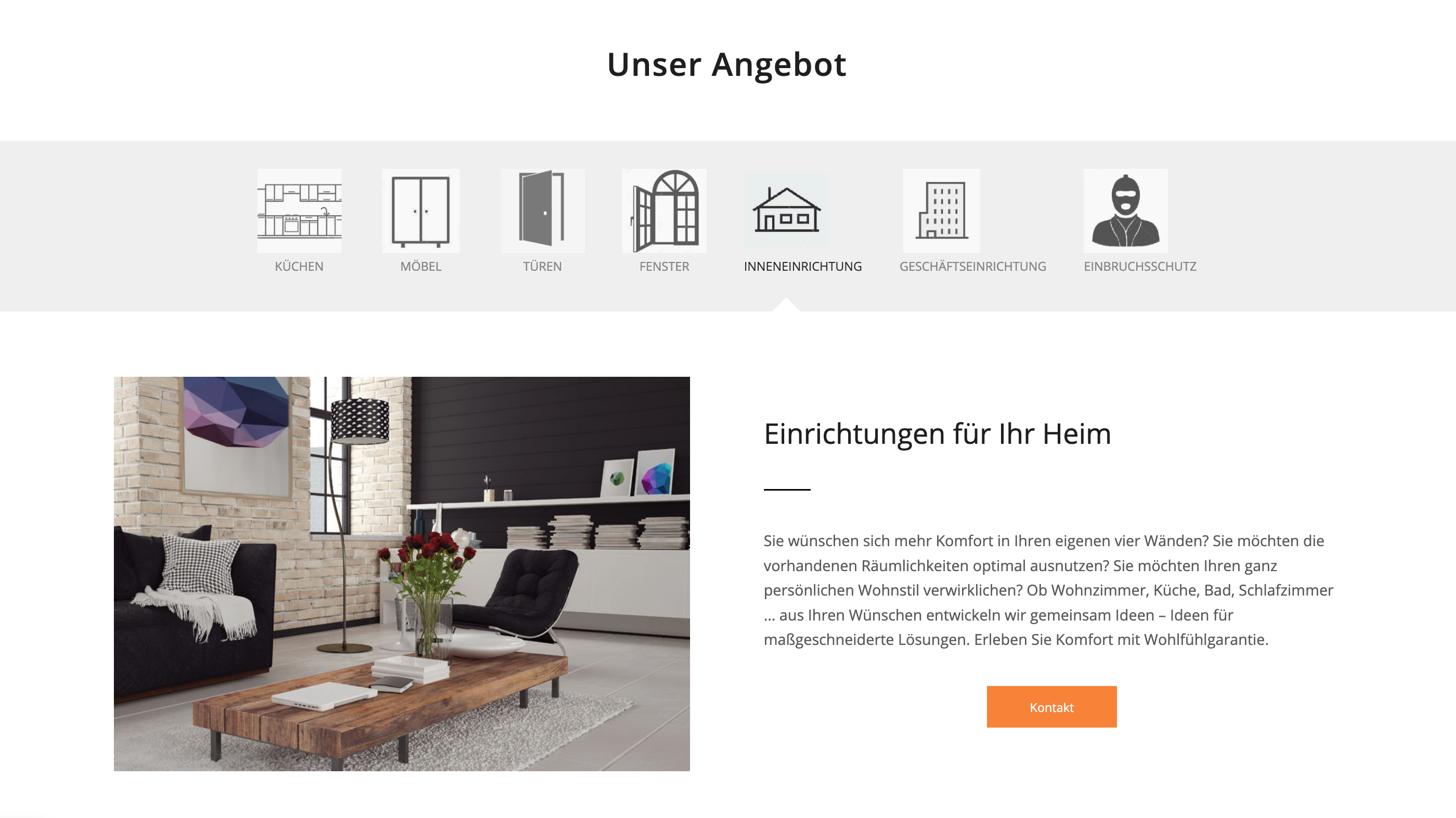 Ausschnitt 2 von 2 der Website von Tischlerei & Möbelmanufaktur Walterscheid GmbH & Co. KG, Rhein-Sieg-Kreis