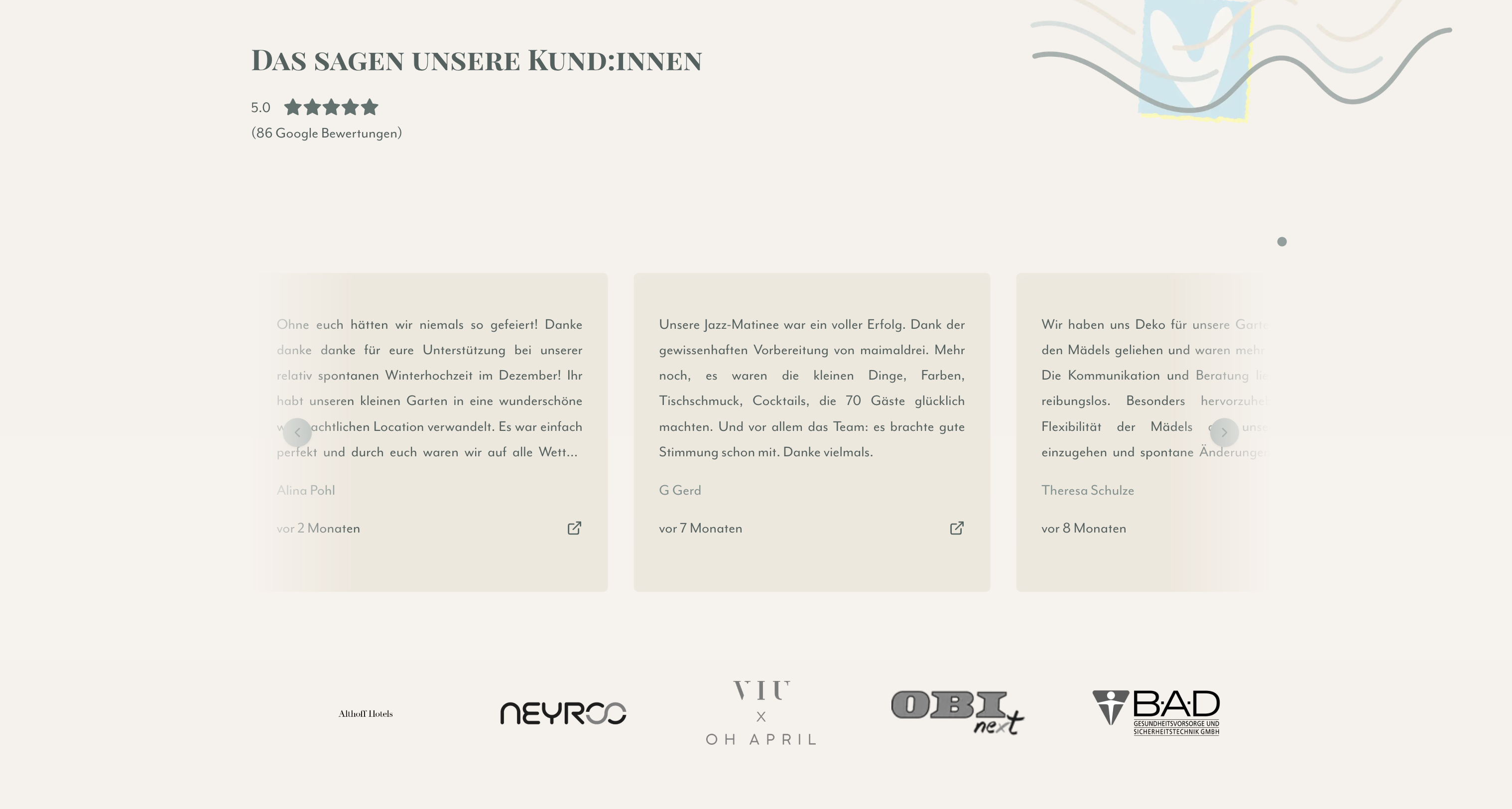 Ausschnitt 1 von 3 der Website von maimaldrei GmbH, Rhein-Sieg-Kreis