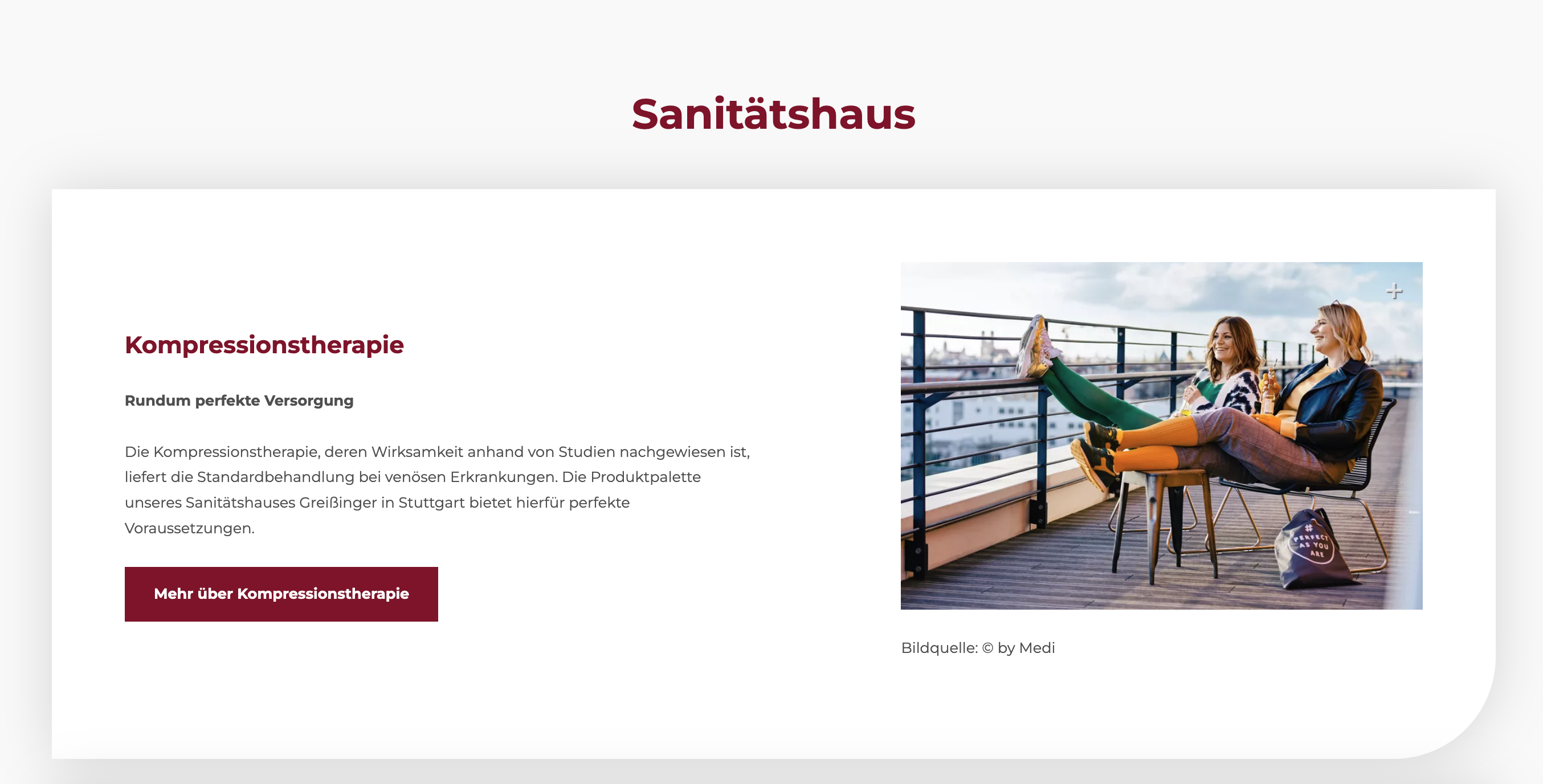 Ausschnitt 2 von 2 der Website von Sanitätshaus Greißinger GmbH, Stuttgart
