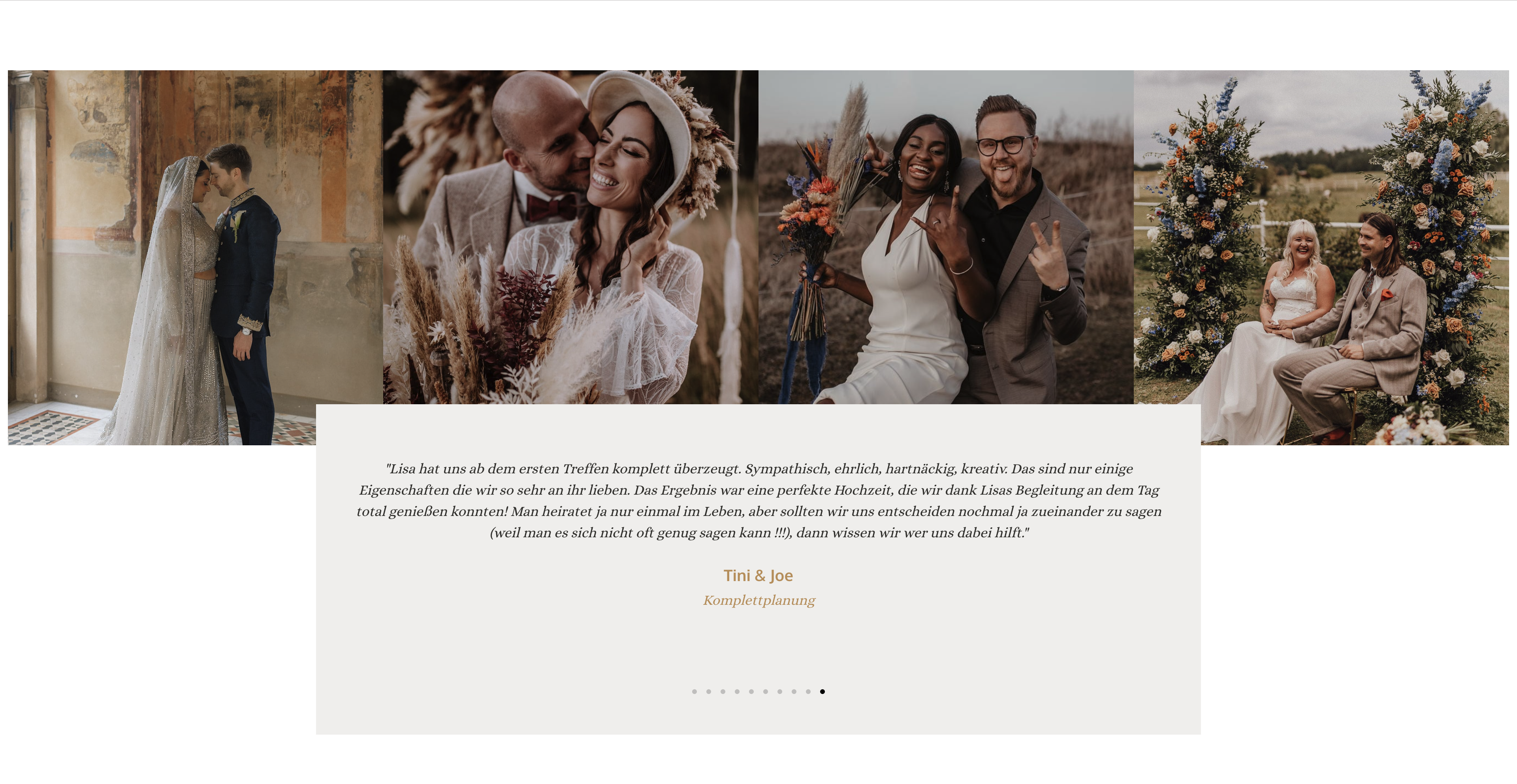 Ausschnitt 2 von 2 der Website von Time for Wedding Hochzeitsplanung, Berlin