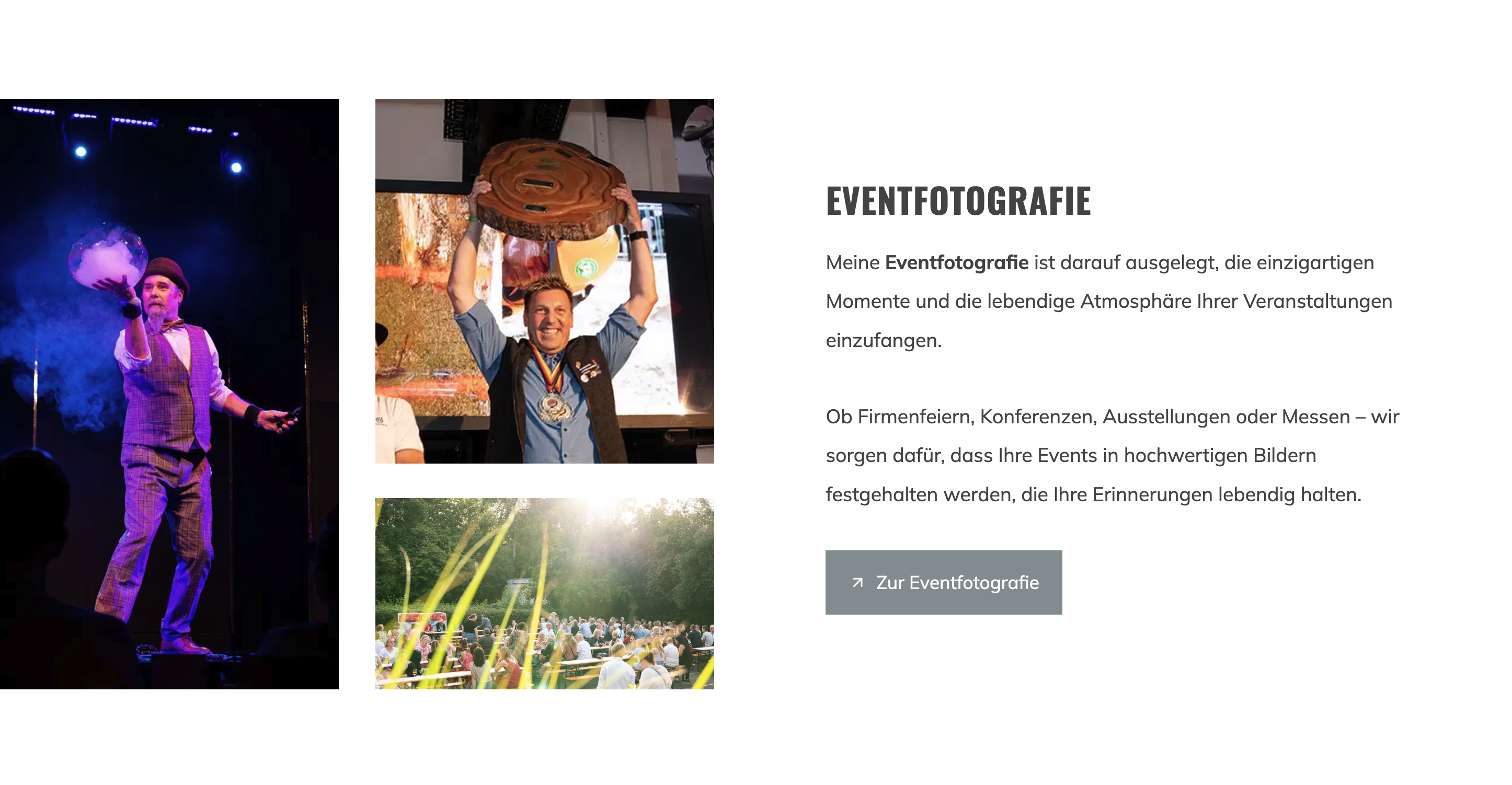 Ausschnitt 1 von 2 der Website von Mirja John Fotografie, Hannover