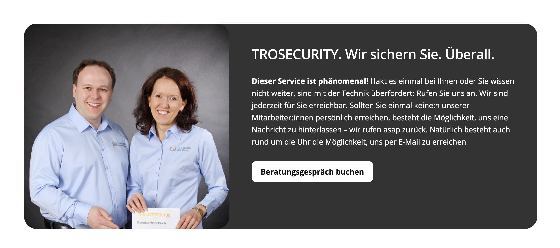 Ausschnitt 2 von 2 der Website von Trosecurity in Troisdorf, Rhein-Sieg-Kreis