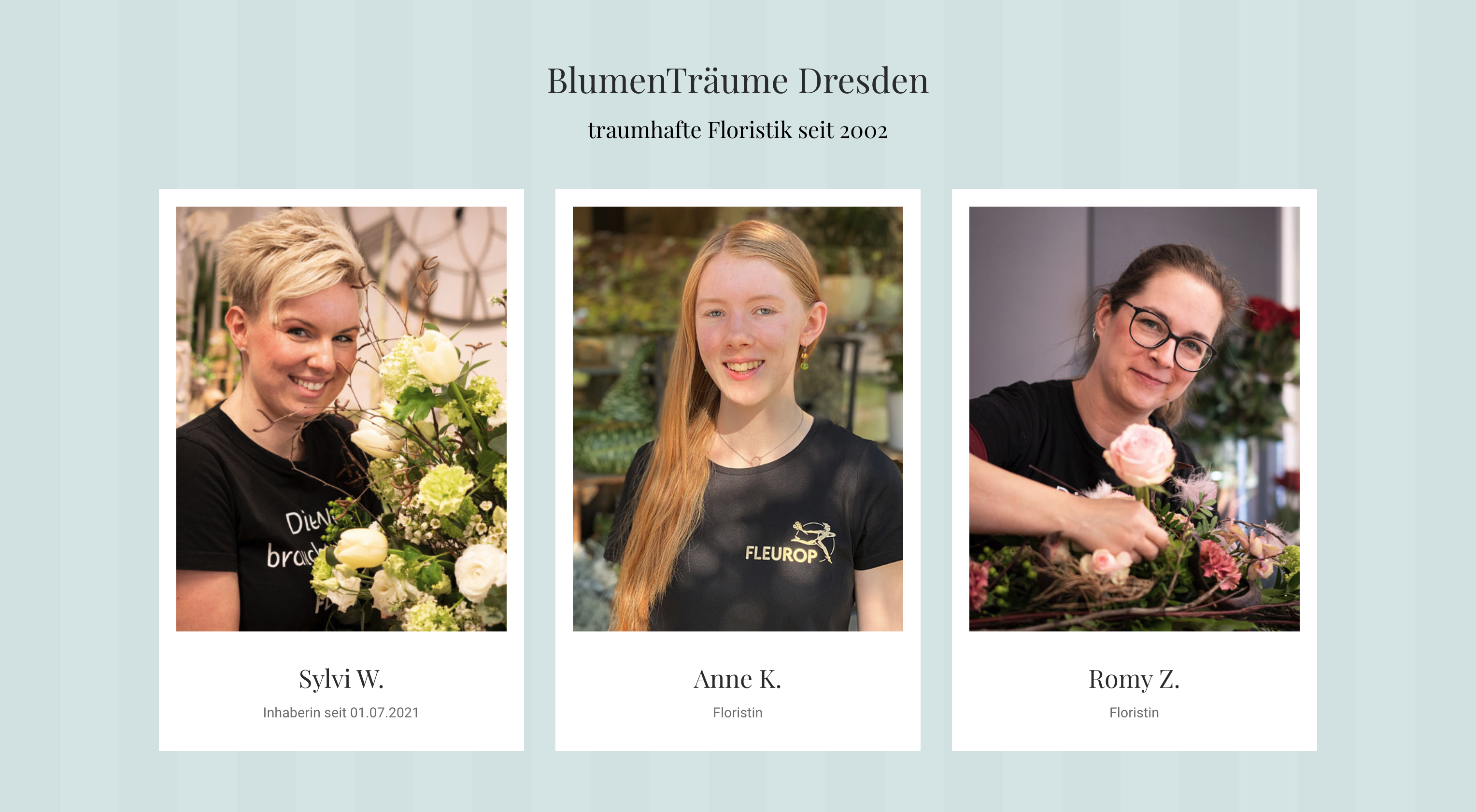 Ausschnitt 3 von 3 der Website von BlumenTräume, Dresden