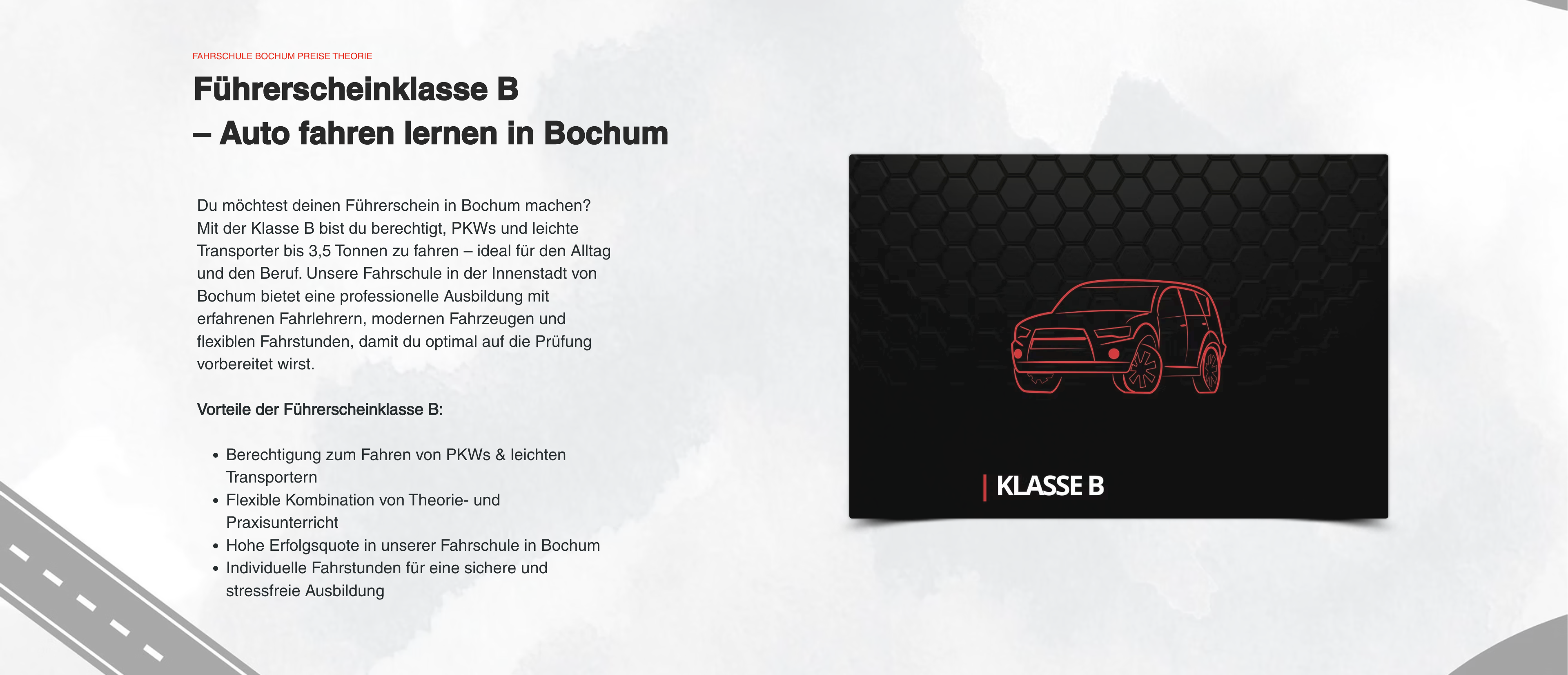 Ausschnitt 2 von 2 der Website von Fahrschule Kompass, Bochum