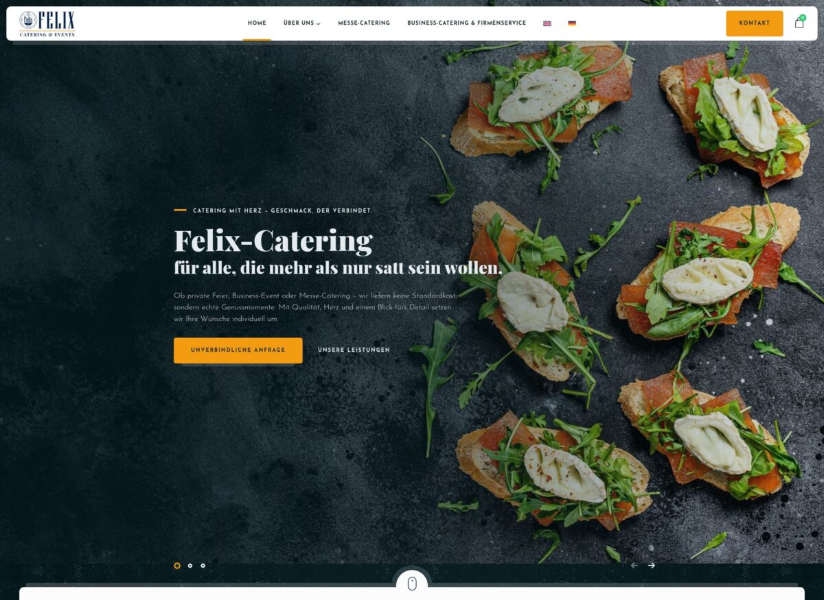 https://felix-catering.de/ Screenshot der Seite