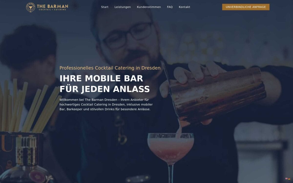 https://thebarman.de/ Screenshot der Seite