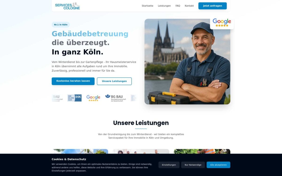 https://www.hausmeisterservice.koeln/ Screenshot der Seite