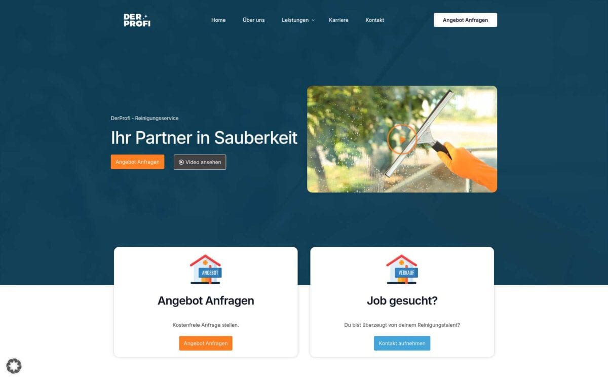 https://derprofi-reinigung.de/ Screenshot der Seite