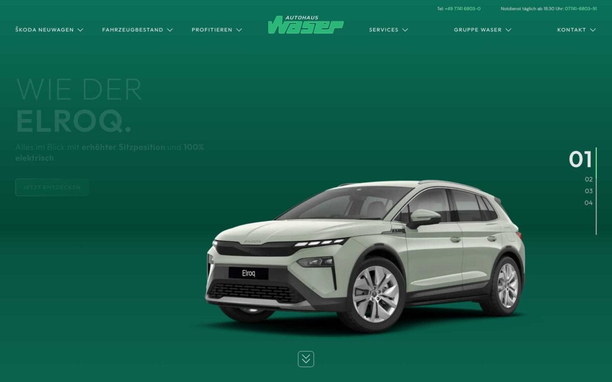 https://www.autohaus-waser.de/ Screenshot der Seite