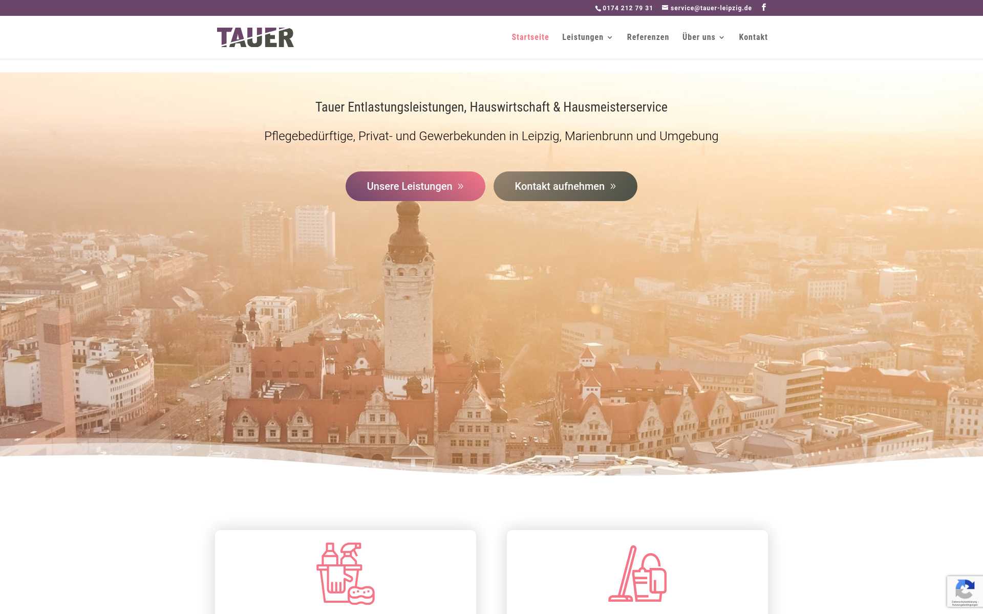 https://www.tauer-leipzig.de/ Screenshot der Seite