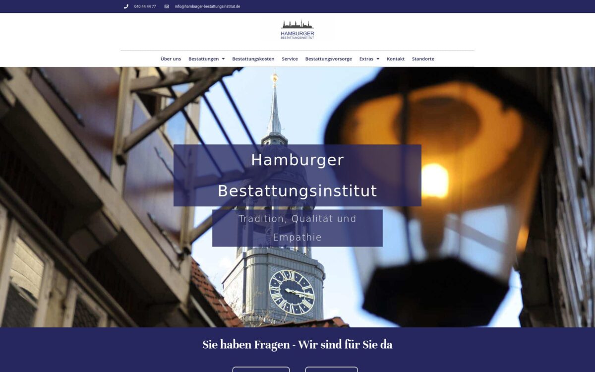 https://www.hamburger-bestattungsinstitut.de/ Screenshot der Seite