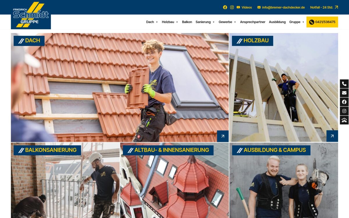 https://www.bremer-dachdecker.de/ Screenshot der Seite