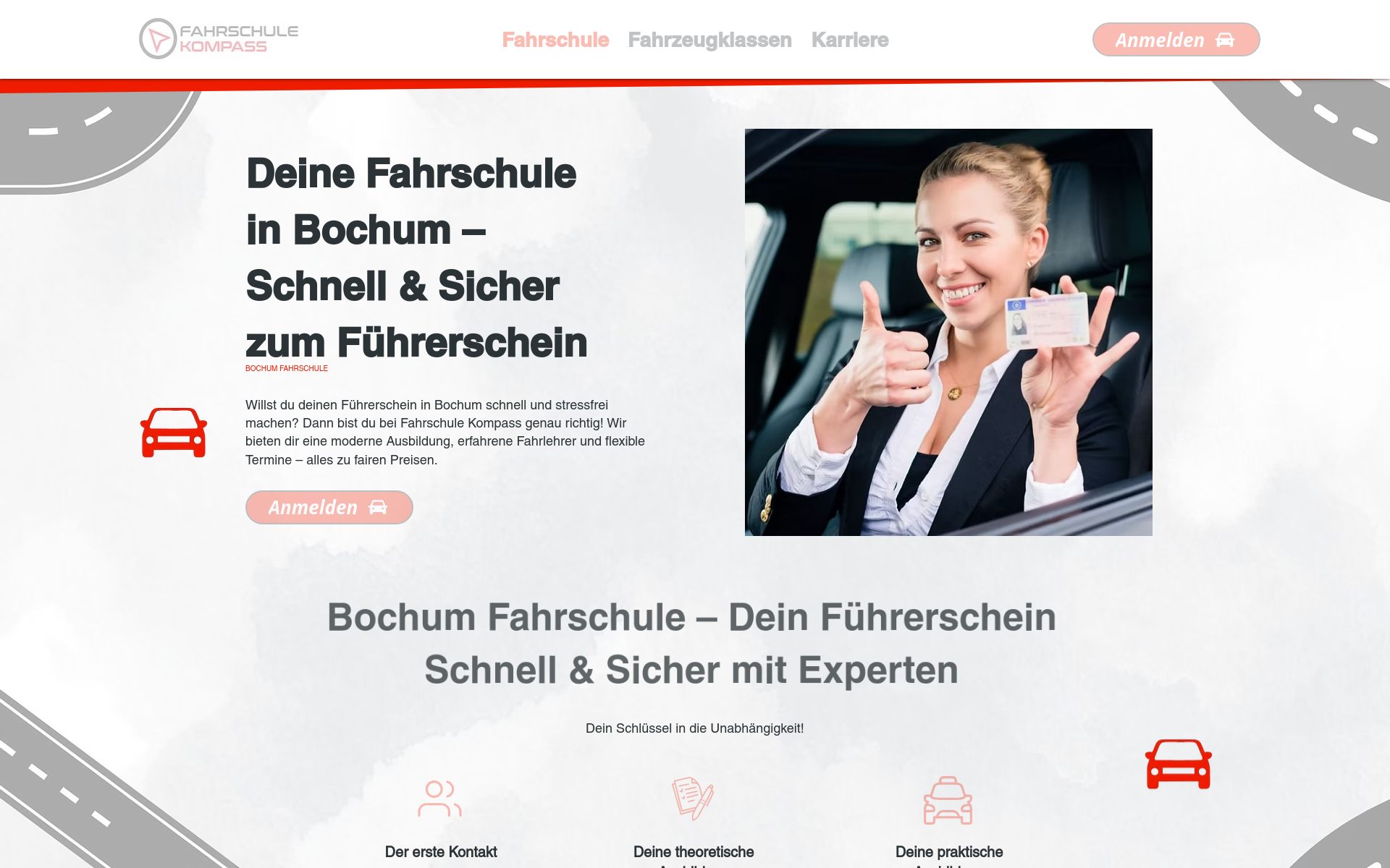 https://www.fahrschulekompass.de/ Screenshot der Seite