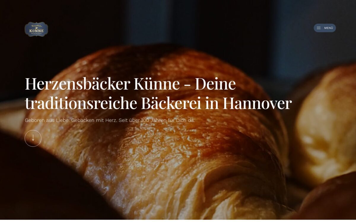 https://www.baeckerei-hannover-kuenne.de/ Screenshot der Seite