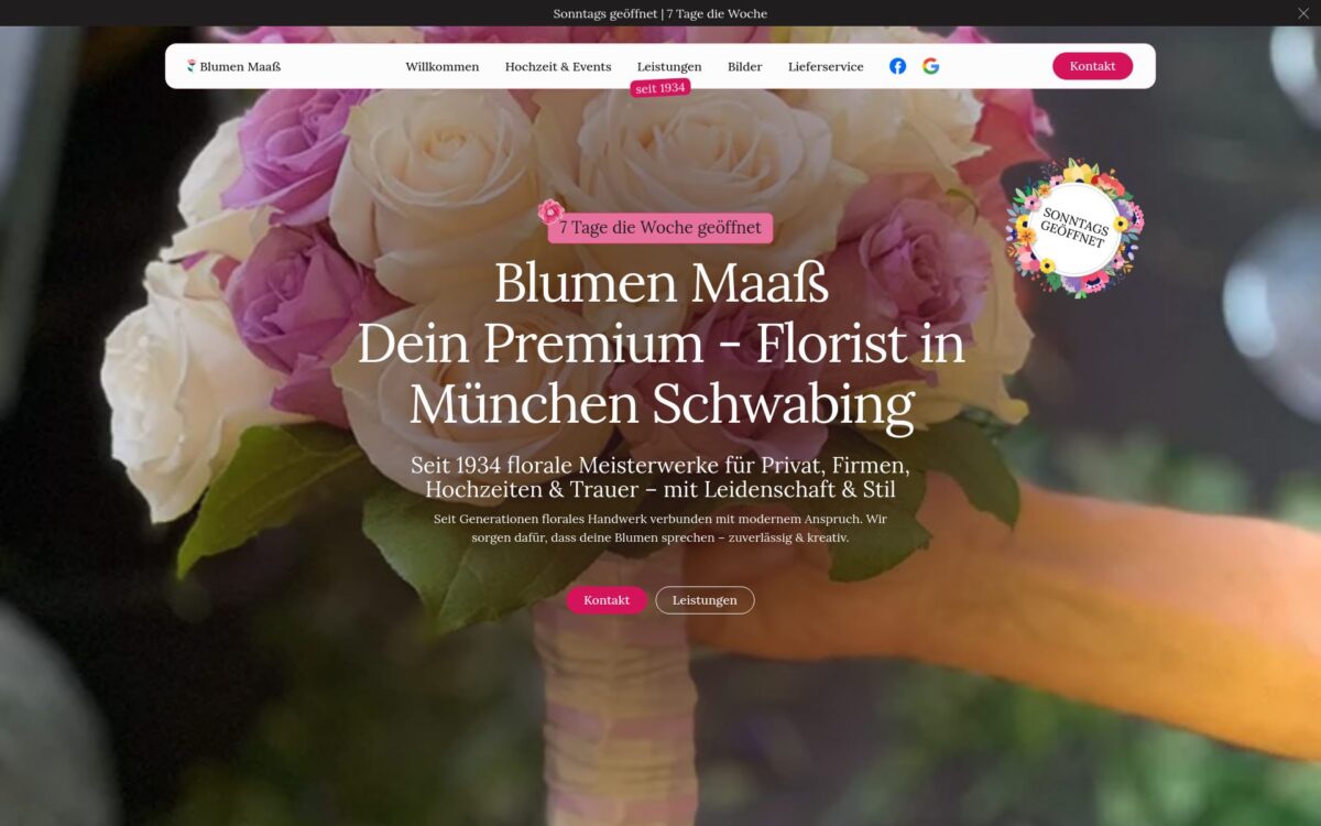 https://www.maas-flowers.de/ Screenshot der Seite