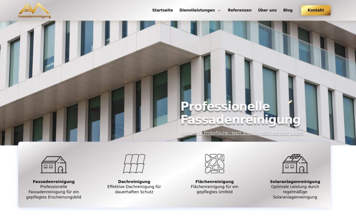 https://www.am-fassadenreinigung.de/ Screenshot der Seite